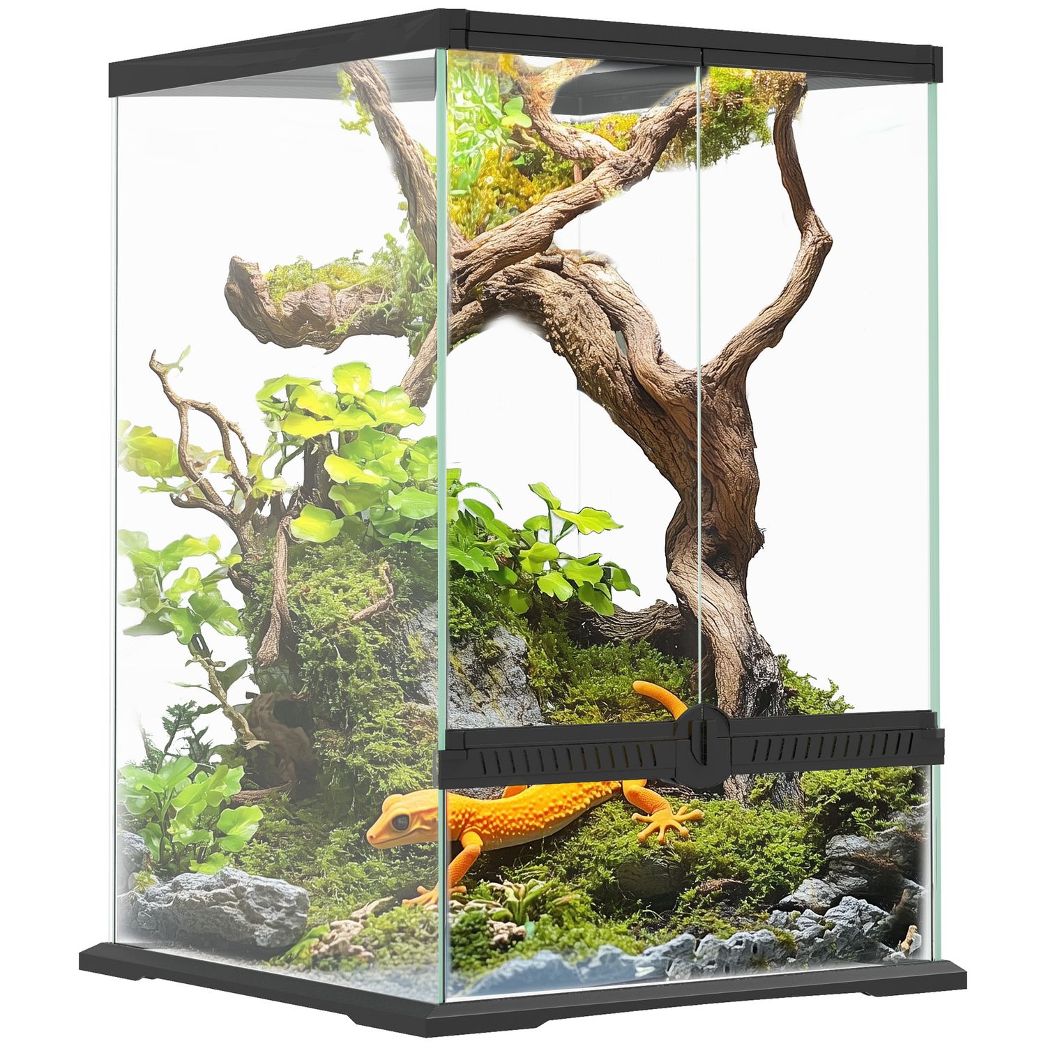 PawHut Glass Reptile Terrarium 40 Litre Vivarium for Lizards Frogs Snakes Turtle