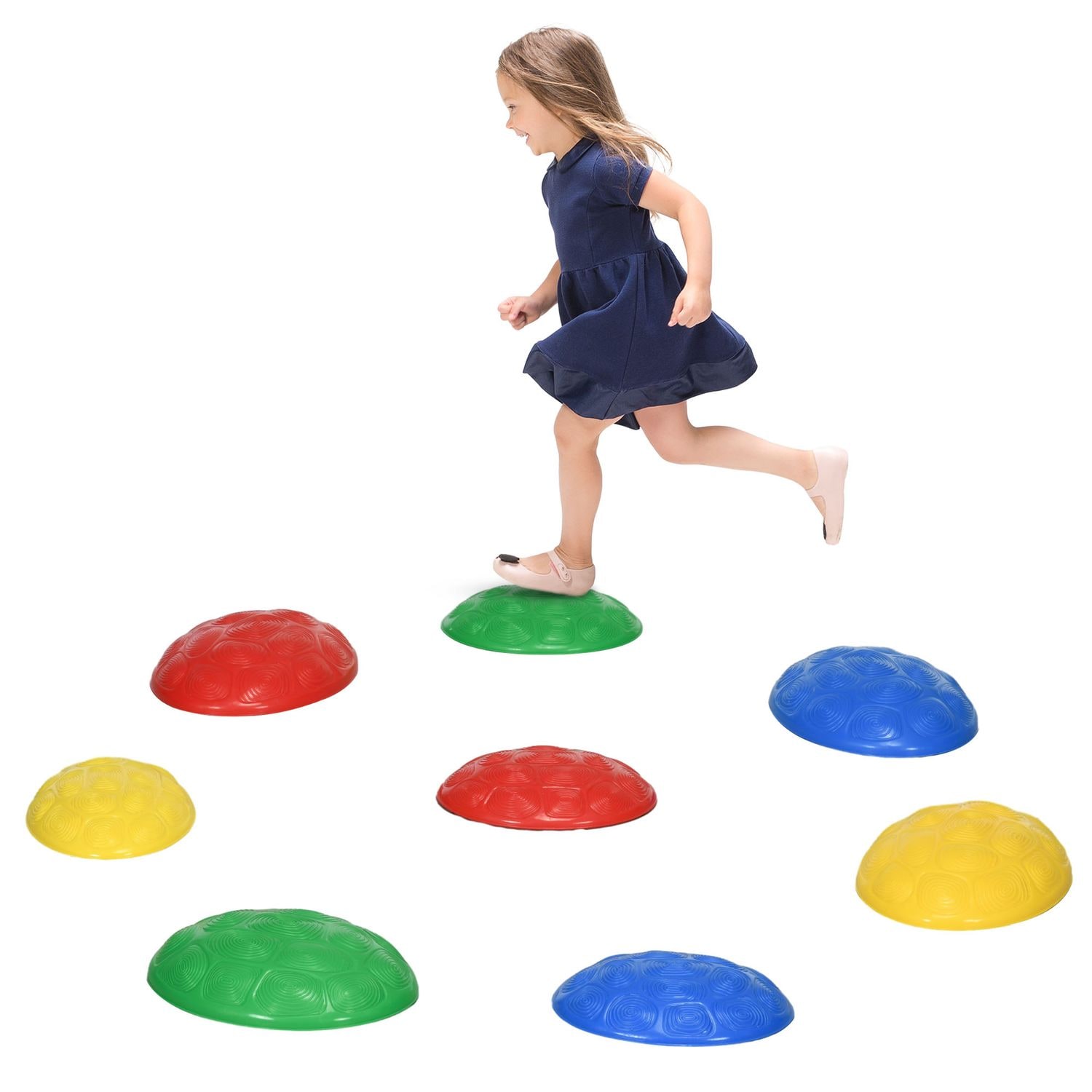 ZONEKIZ 8 Piece Balance River Stones with Non-Slip Mats for Ages 3-8 Years - 347