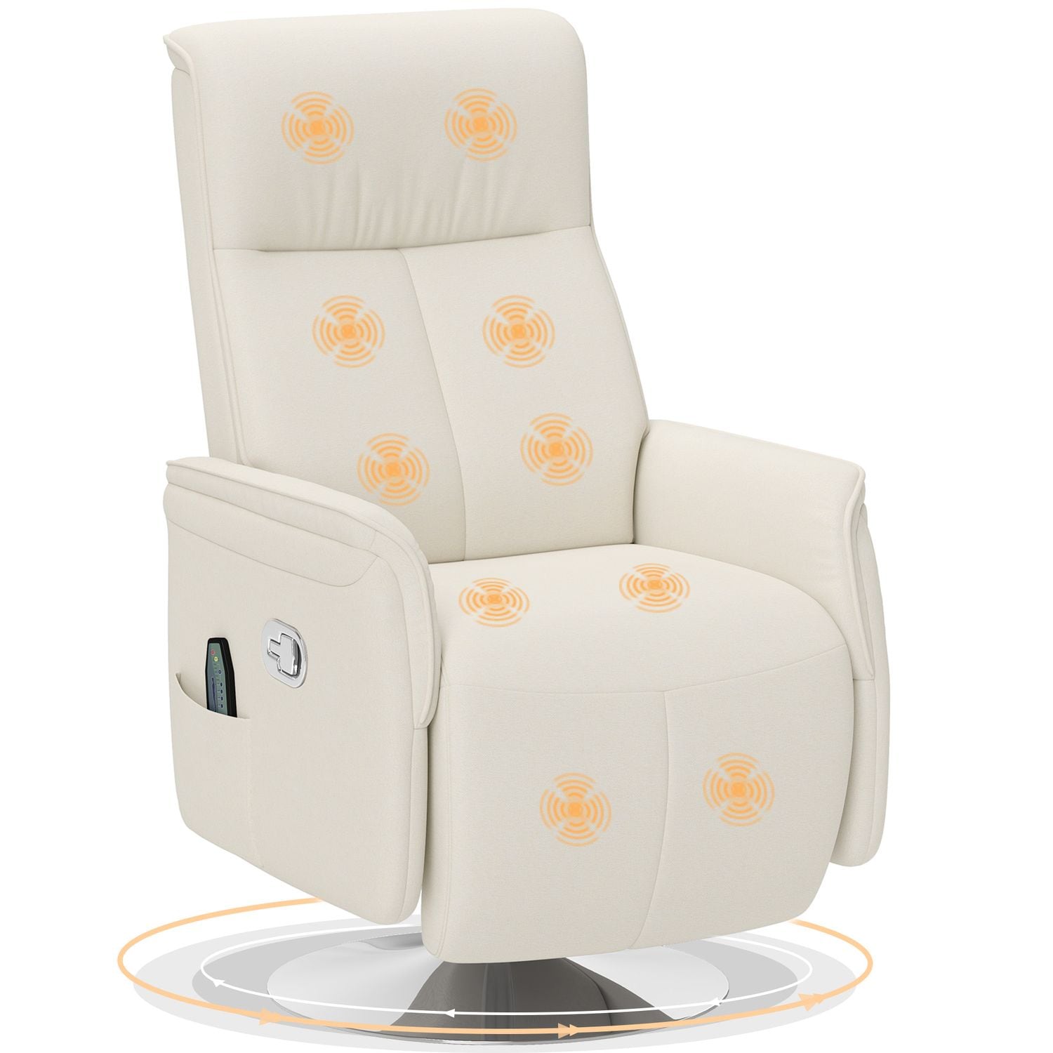 HOMCOM Massage Reclining Chair with Adjustable Backrest Cream White - 700-161V70