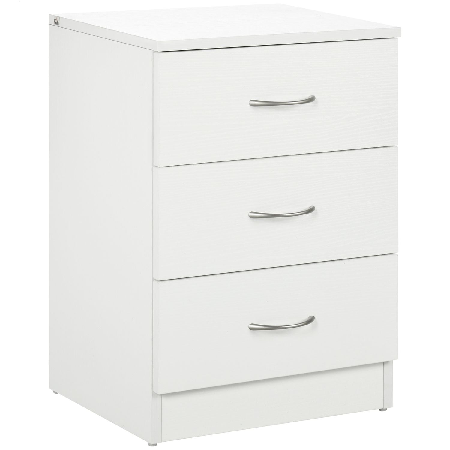 HOMCOM Modern 3 Drawers Side Cabinet Wooden Bedside Table White - 831-297V00WT