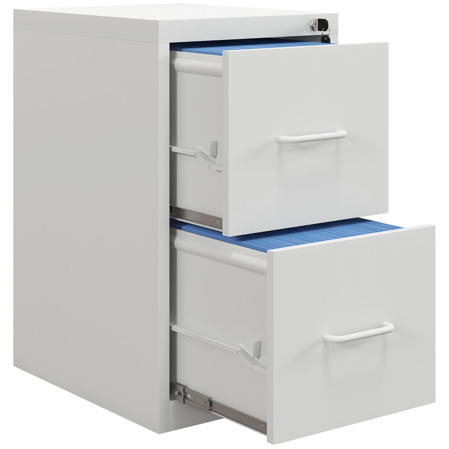 HOMCOM 2 Drawer Filing Cabinet Steel File Cabinet for A4 Letter Size Cream - 924