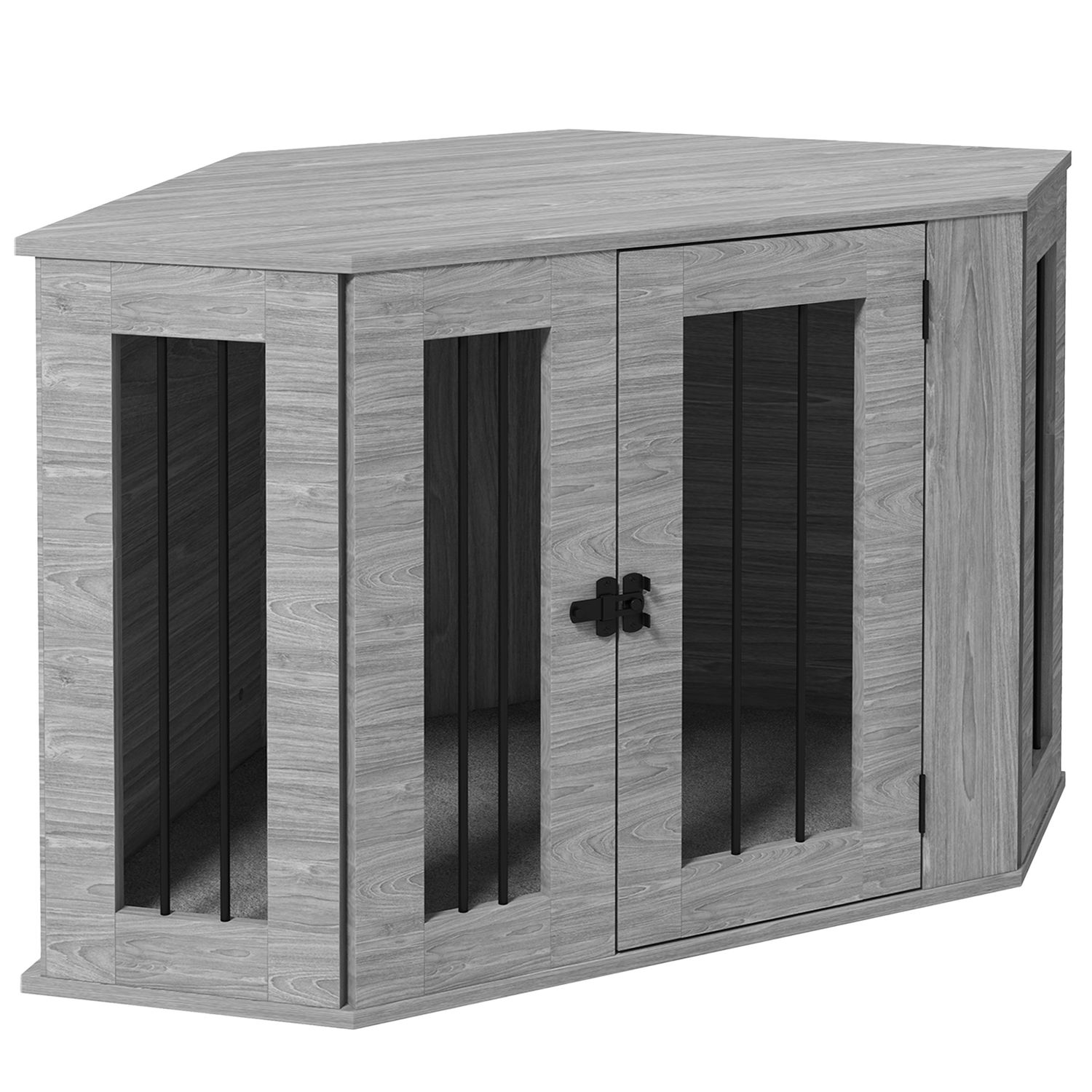 PawHut Dog Crate Furniture for Medium Dogs with Cushion Large Door - Grey - D02-