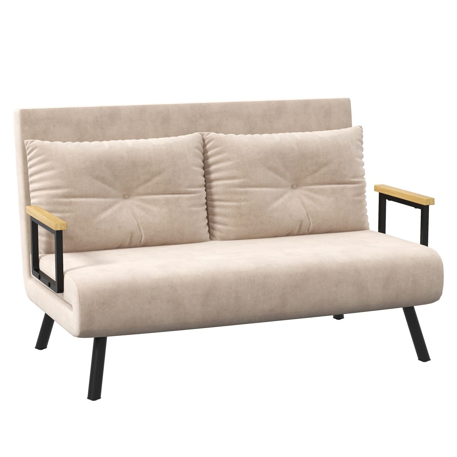 HOMCOM Click Clack 2 Seater Sofa Bed for Living Room Guest Room Beige - 839-835V