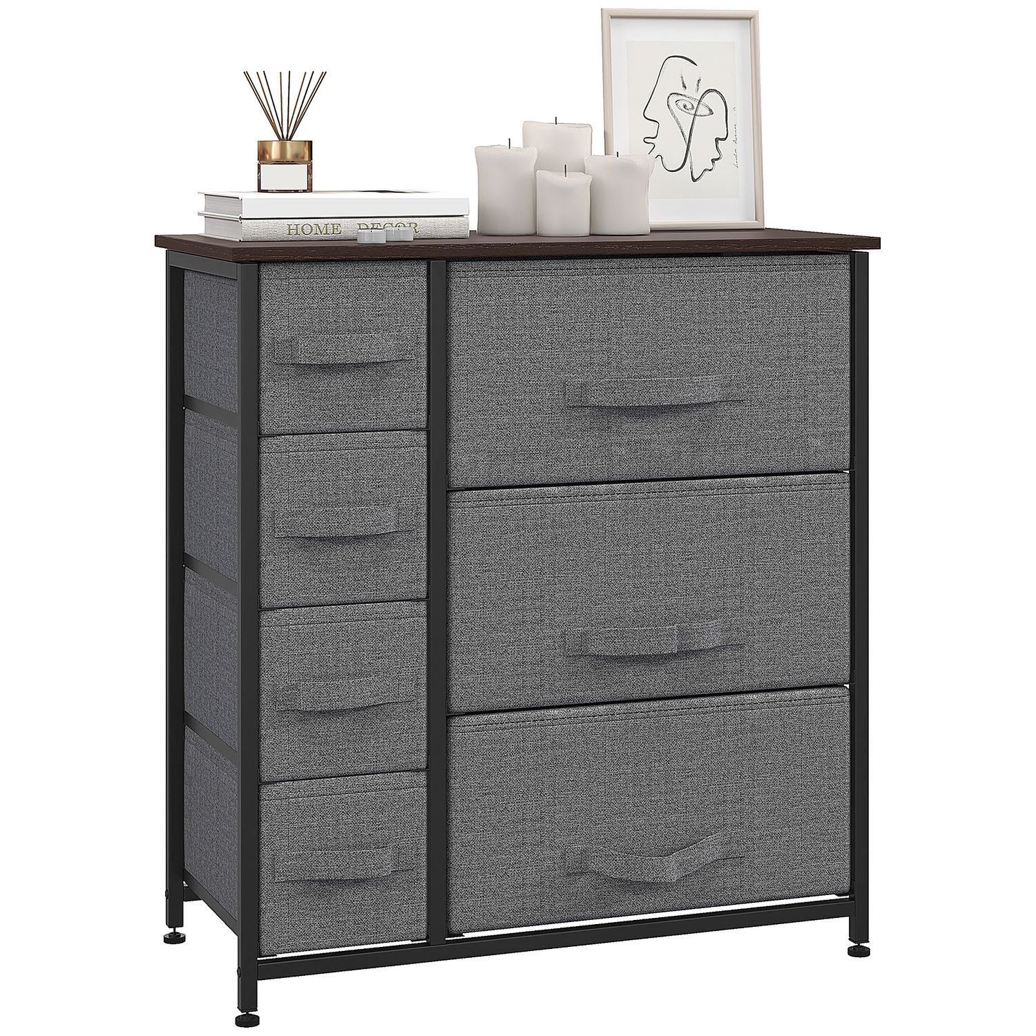 HOMCOM Chest of Drawers with 7 Dresser Drawers for Home Bedroom Dark Grey - 831-