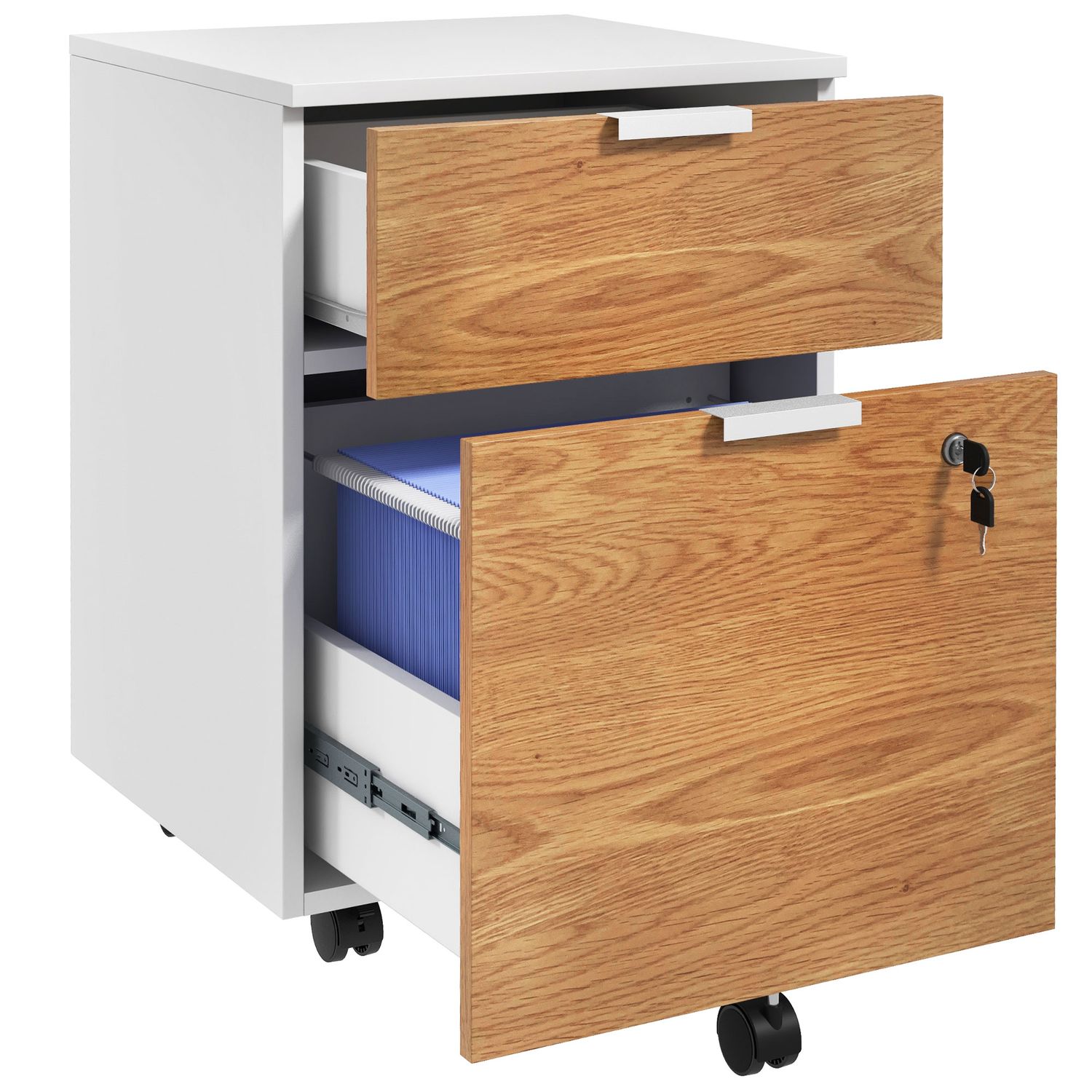 HOMCOM 2 Drawer Filing Cabinet with Adjustable Hanging Bars for A4 and Letter -