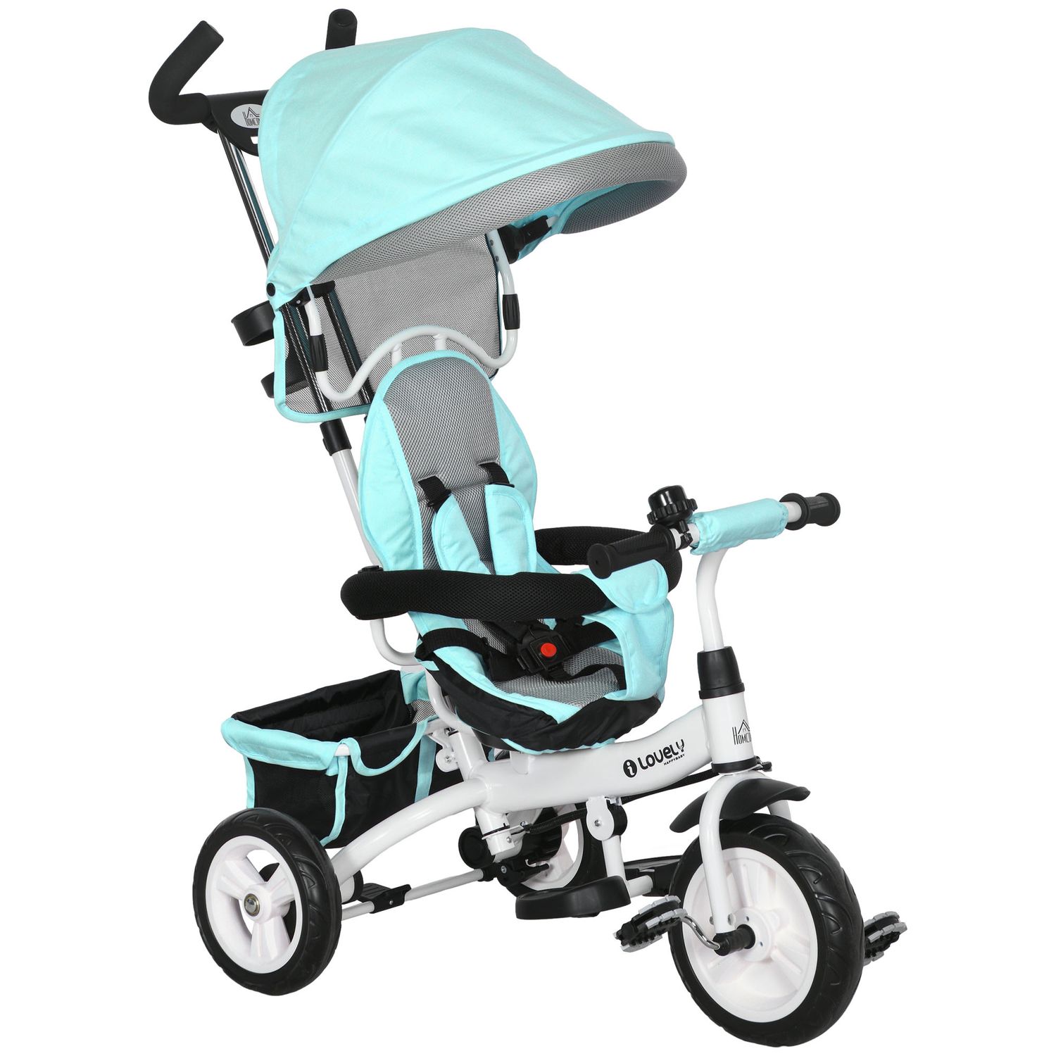HOMCOM 6 In 1 Kids Trike Stroller with Parent Handle Green - 370-026V00GN