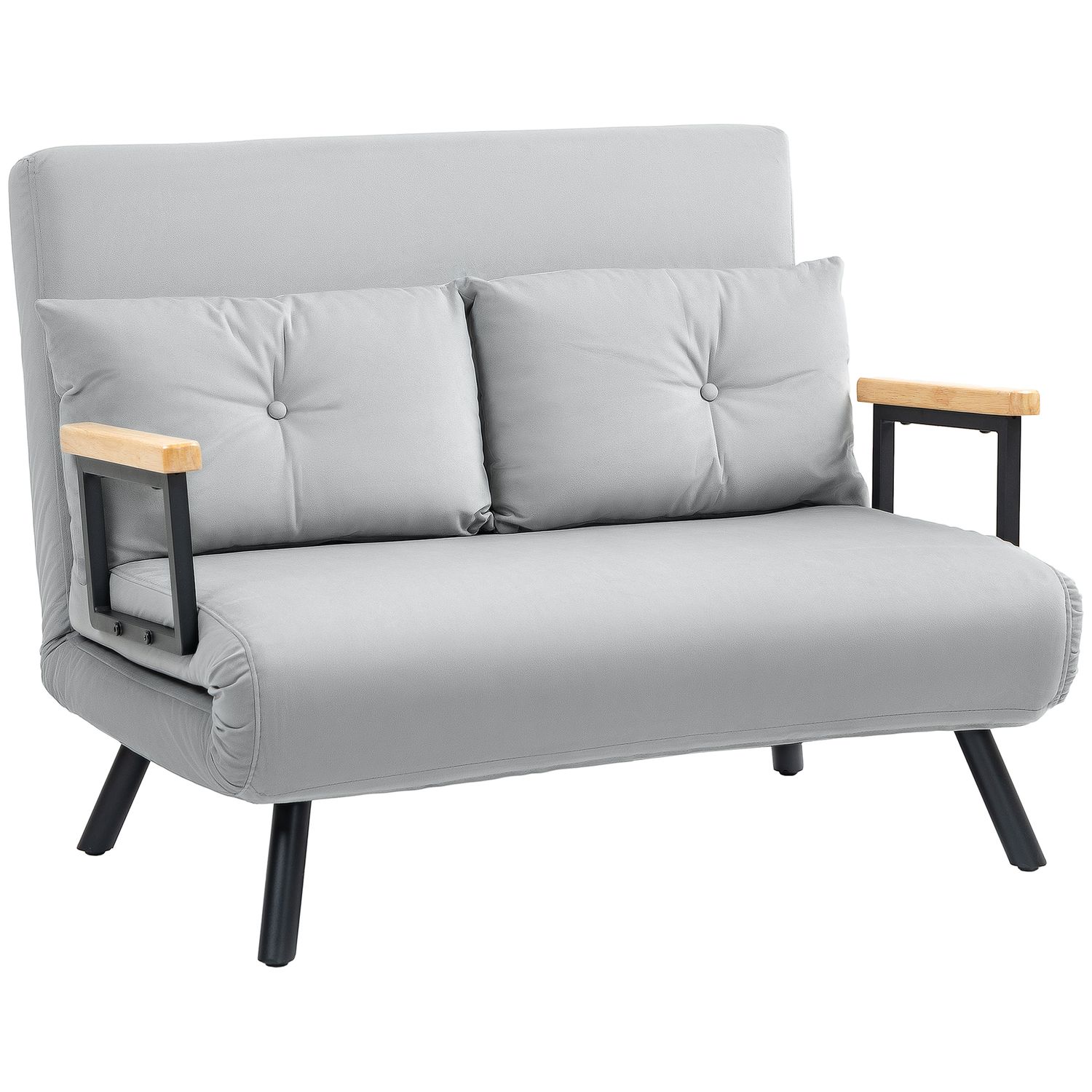 HOMCOM Click Clack 2 Seater Sofa Bed for Living Room Guest Room Light Grey - 839