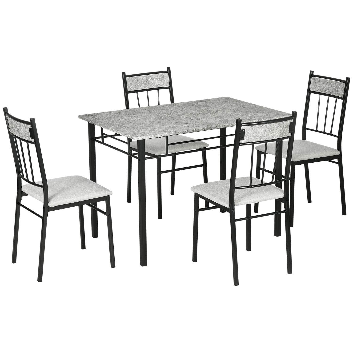 HOMCOM 5 Pieces Dining Room Sets Kitchen Table and Chairs Set 4 with Marble Top