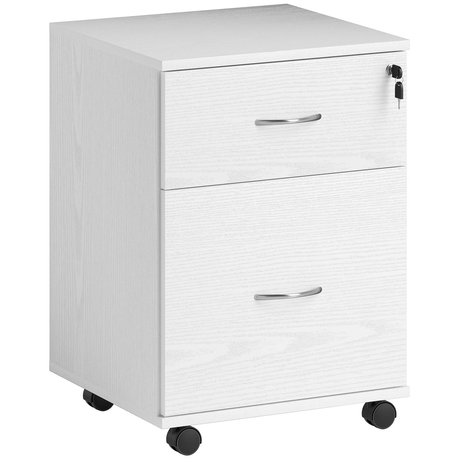 HOMCOM Pedestal Office Mobile Filing Cabinet 2 Drawer White - 836-038V00WT