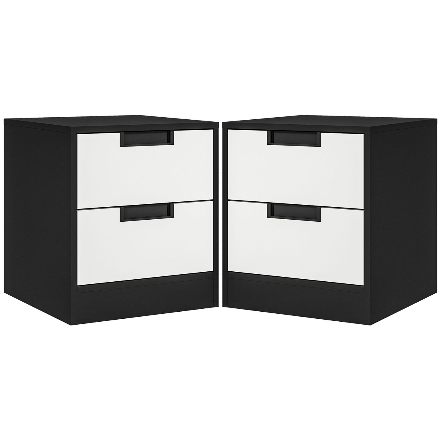 HOMCOM 2 Drawer Bedside Tables Set of 2 with Storage Nightstands for Bedroom - 8