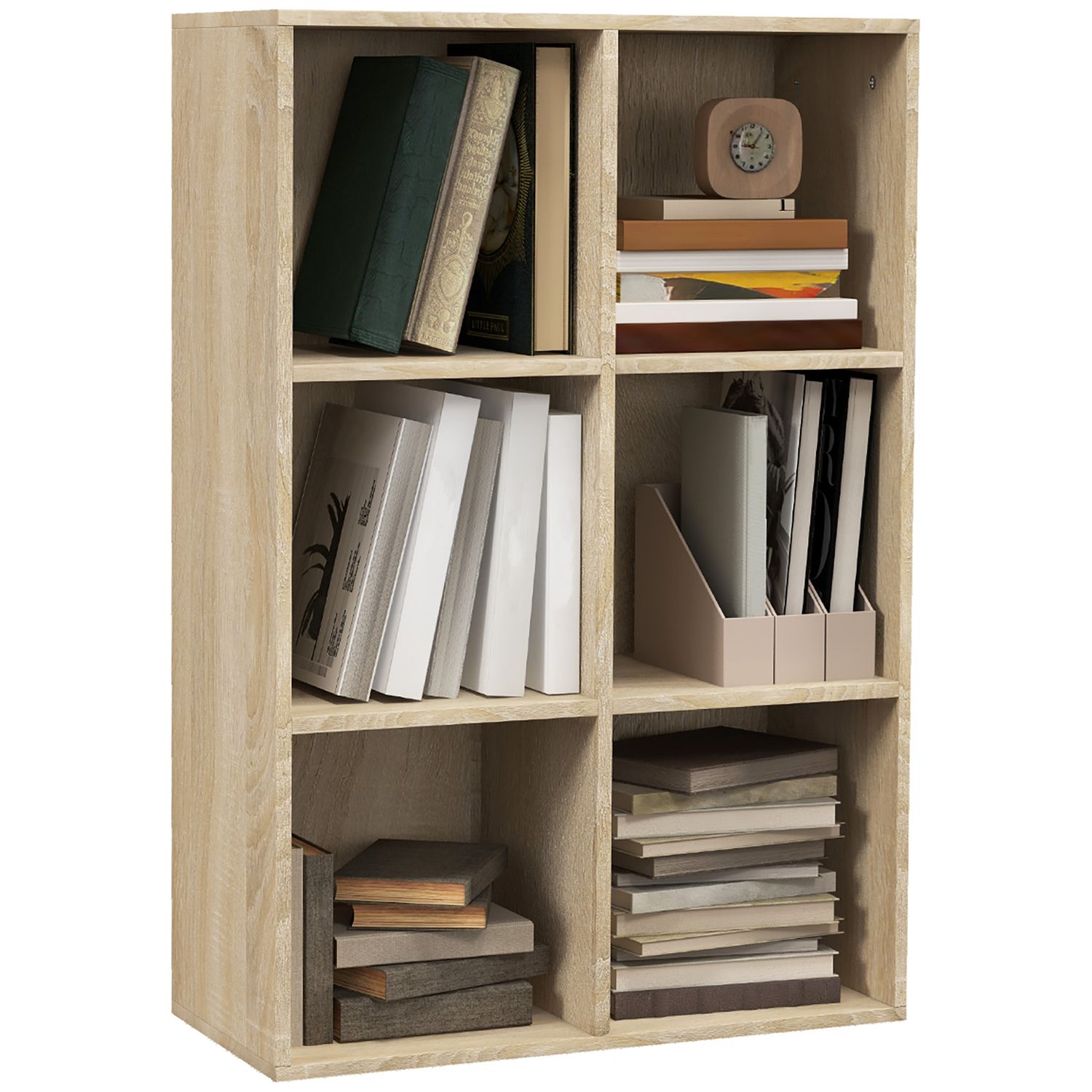 HOMCOM Cubic Cabinet Bookcase Storage Shelves for Home Office Oak - 836-369AK