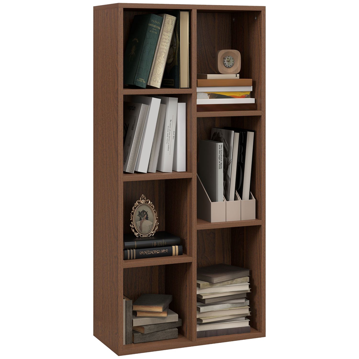 HOMCOM Bookcase Modern Bookshelf Cabinet for Home Office Walnut - 836-367V80WN