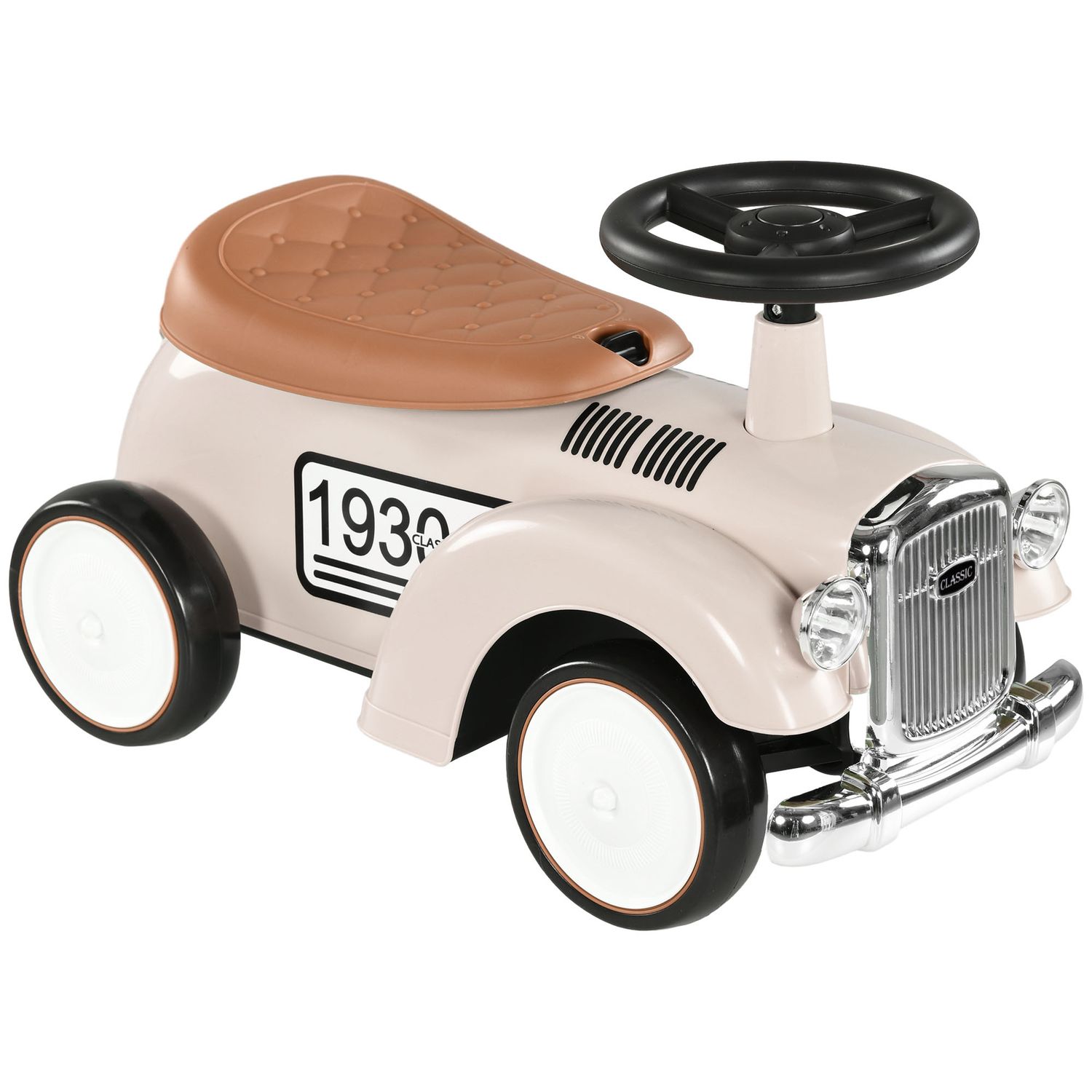 AIYAPLAY Foot to Floor Slider with Steering Wheel for Ages 12-36 Months - Cream