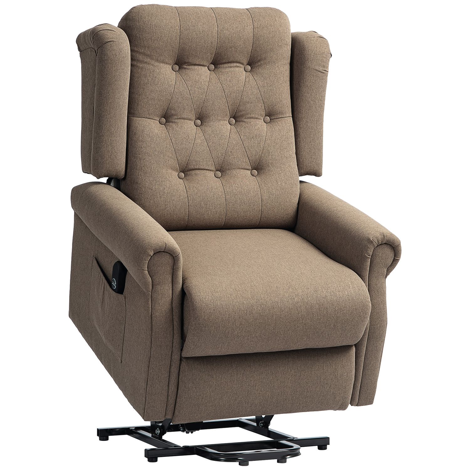 HOMCOM Power Lift Recliner Armchair with Wingback Button Tufted Brown - 713-181V