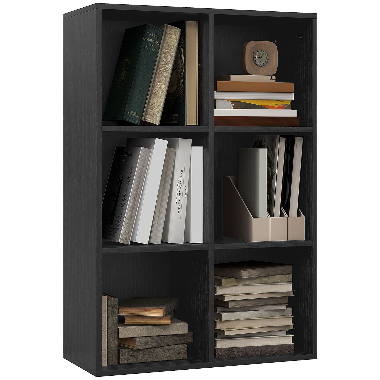 HOMCOM Cubic Cabinet Bookcase Storage Shelves for Home Office Black - 836-369V80