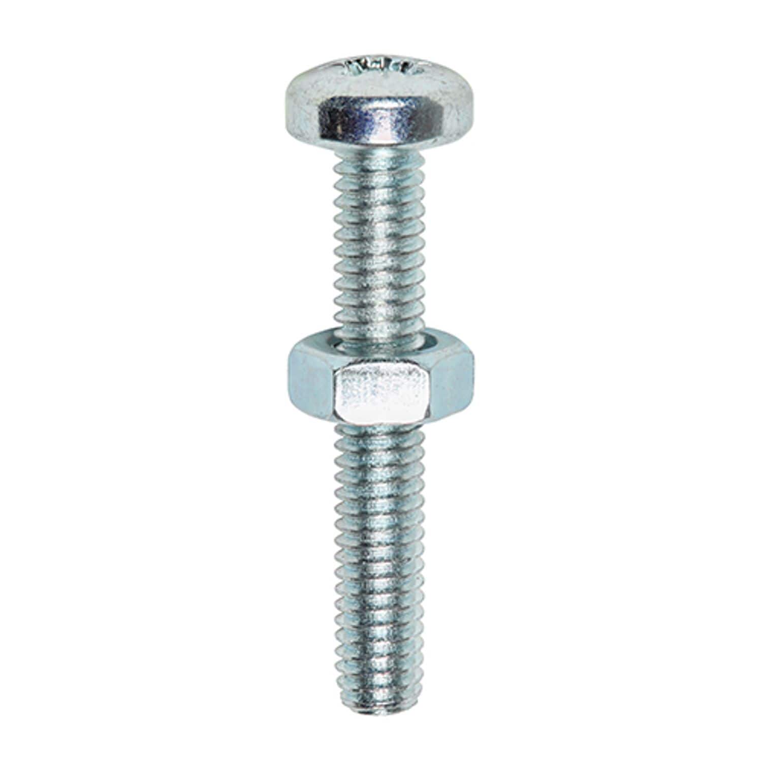 TIMCO Machine Screws Pz Pan & Hex Nuts Zinc - 4012PPMHNP - Pack of 4- you get 11