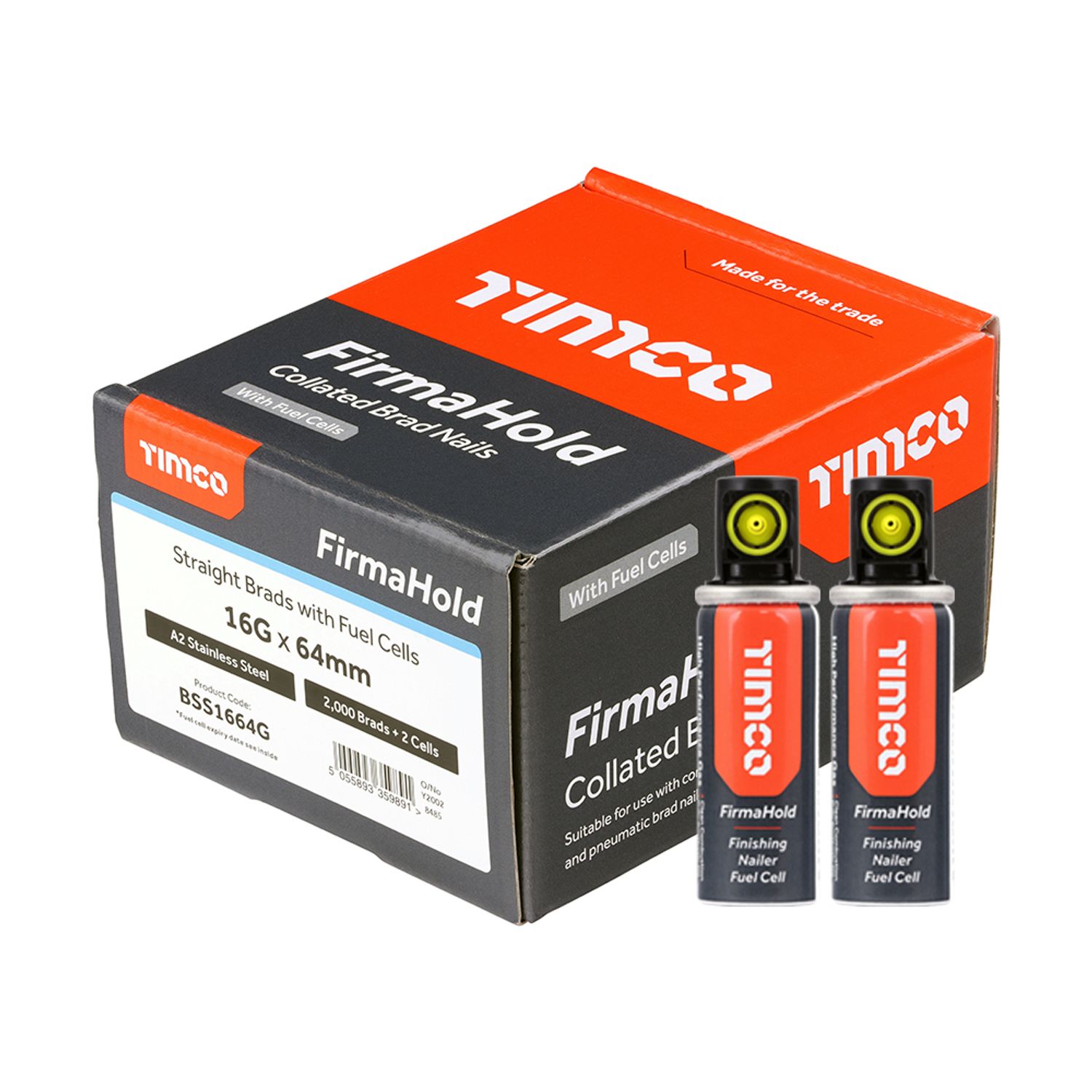 TIMCO Firmahold Collated Brad Nails & Fuel Cells 16 Gauge Straight A2- you get 2