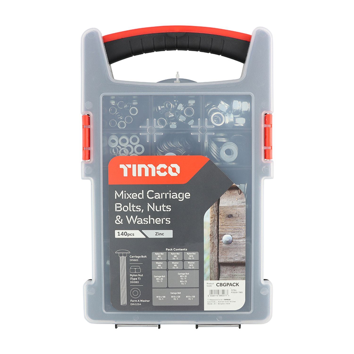 TIMCO Mixed Carriage Bolts, Nuts and Washers Grab Pack Zinc - CBGPACK- you get 2