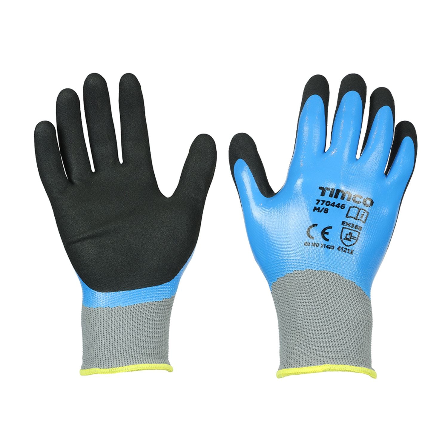 TIMCO Waterproof Grip Gloves Sandy Nitrile Foam Coated Polyester - 77- you get 6