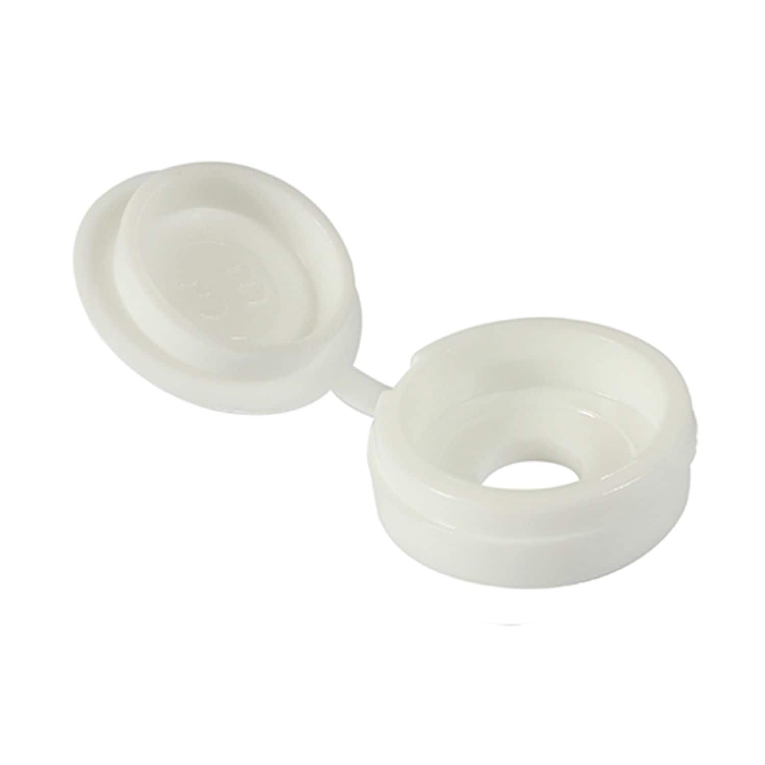 TIMCO Hinged Screw Caps Small White - SHCCWHITEP - Pack of 100- you get 7