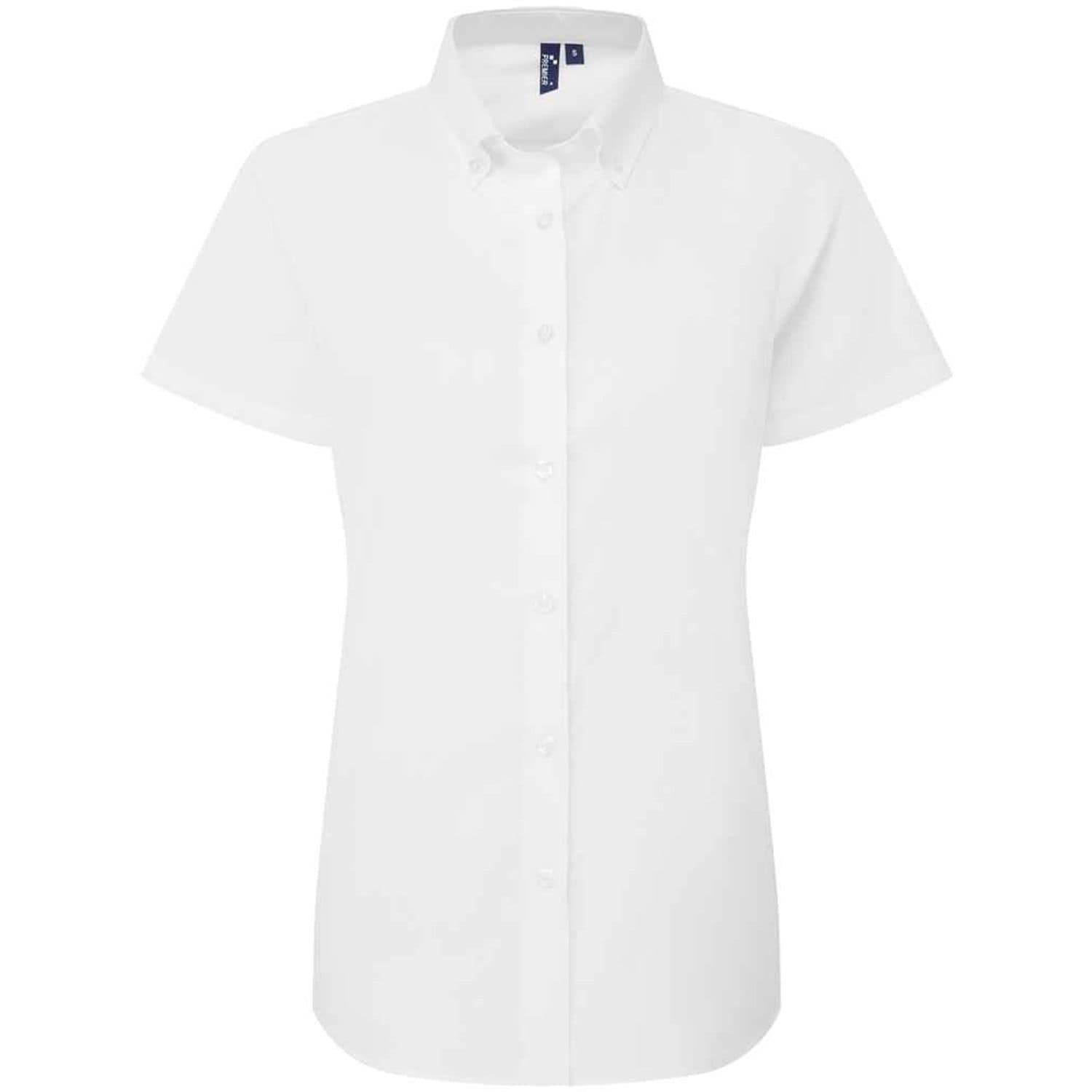 Premier Supreme Short Sleeve White Oxford Shirt for Women - Size Small