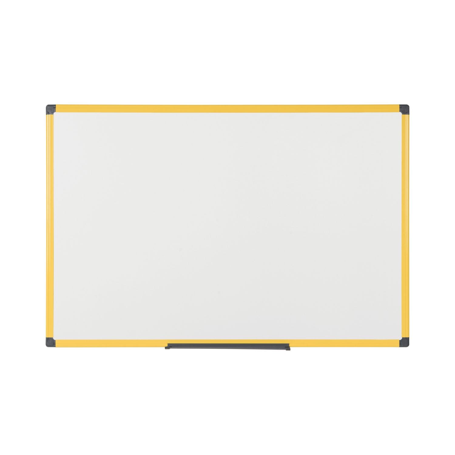 Bi-Office Ultrabrite Magnetic Whiteboard, 120x120cm, Dry Wipe Board with Yellow