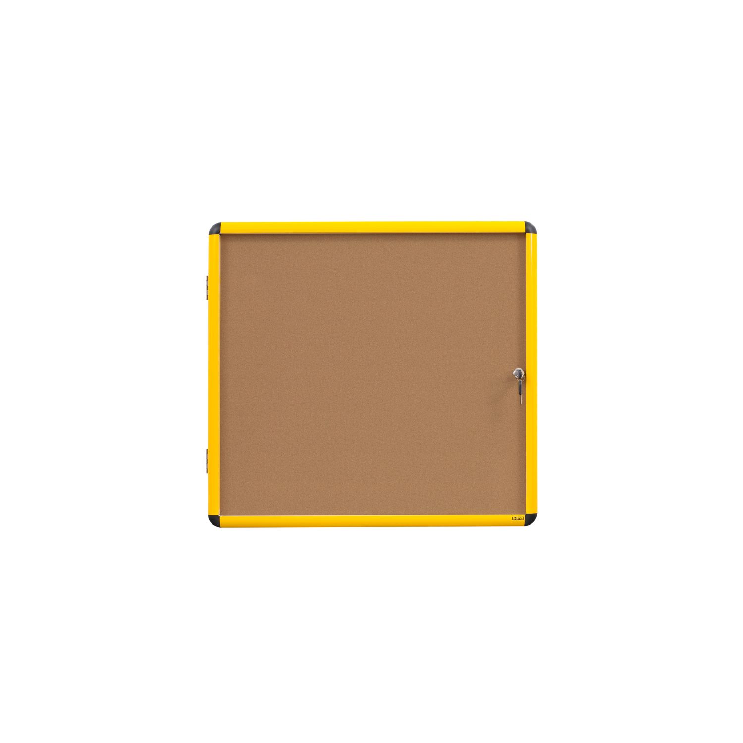 Bi-Office Ultrabrite Display Case 1 X A4, Cork Lockable Board with Yellow Alumin