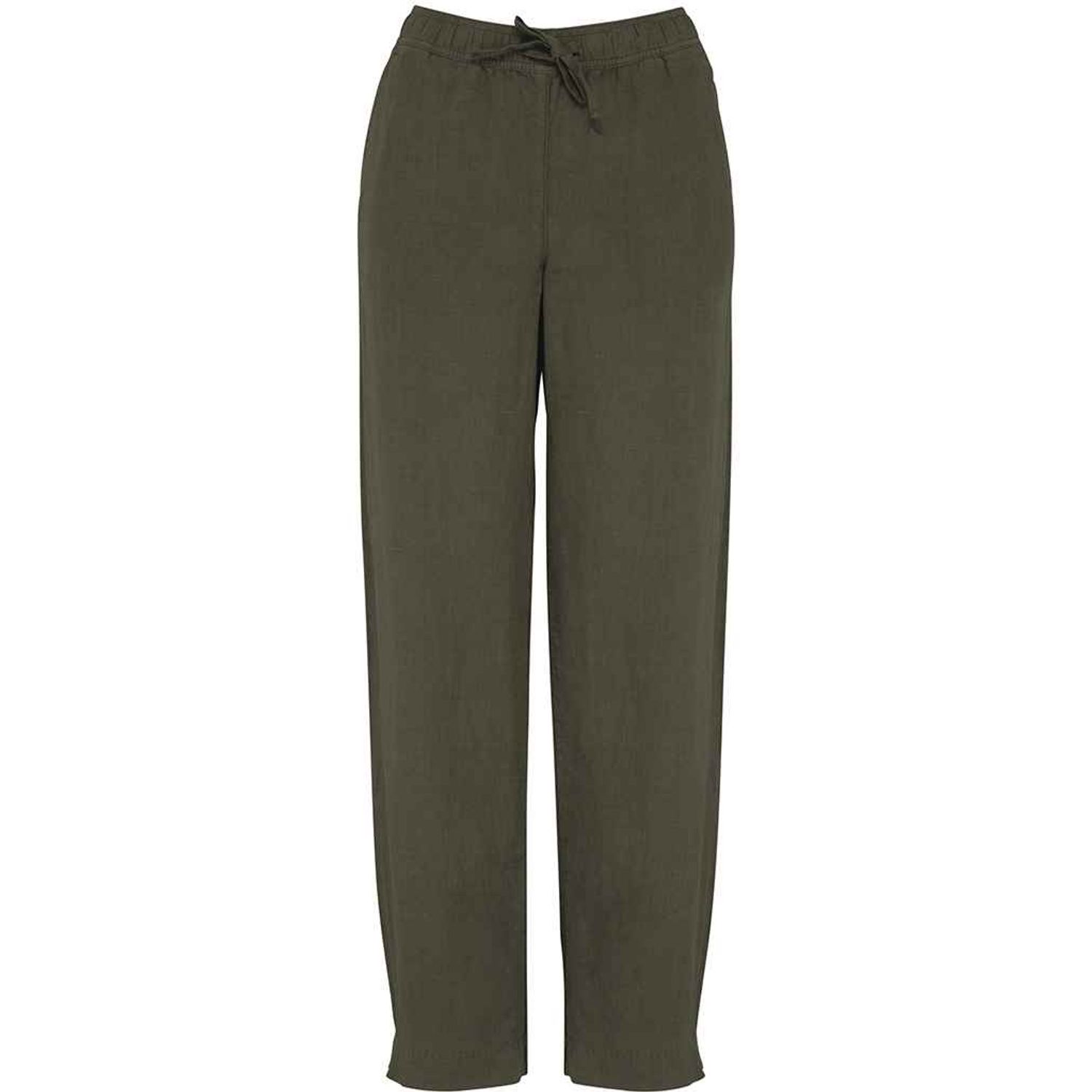 Spasso Ladies Washed Trousers Washed Organic Khaki Size Extra Small