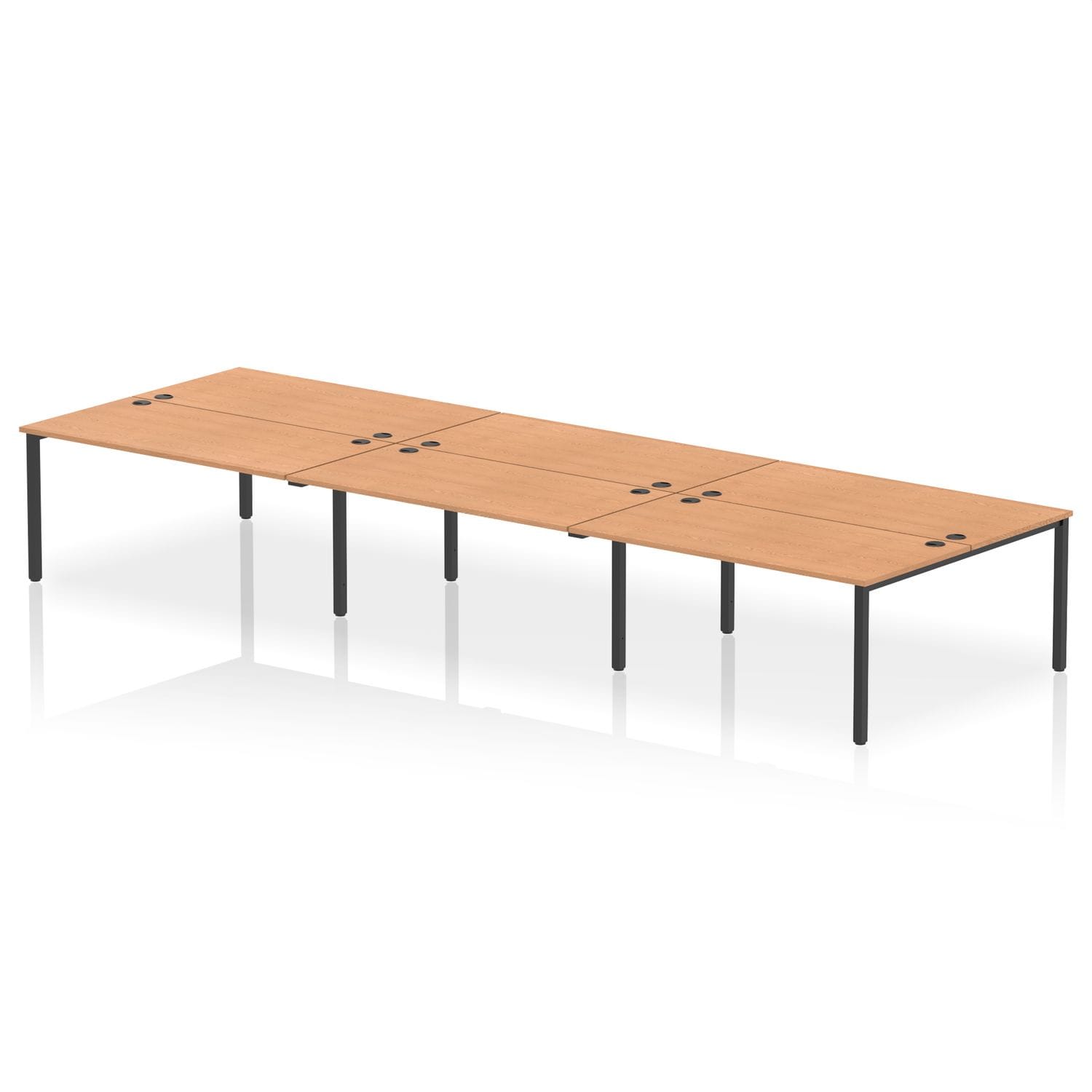 Impulse Bench B2B 6 Person 1600 Black Frame Office Bench Desk Oak