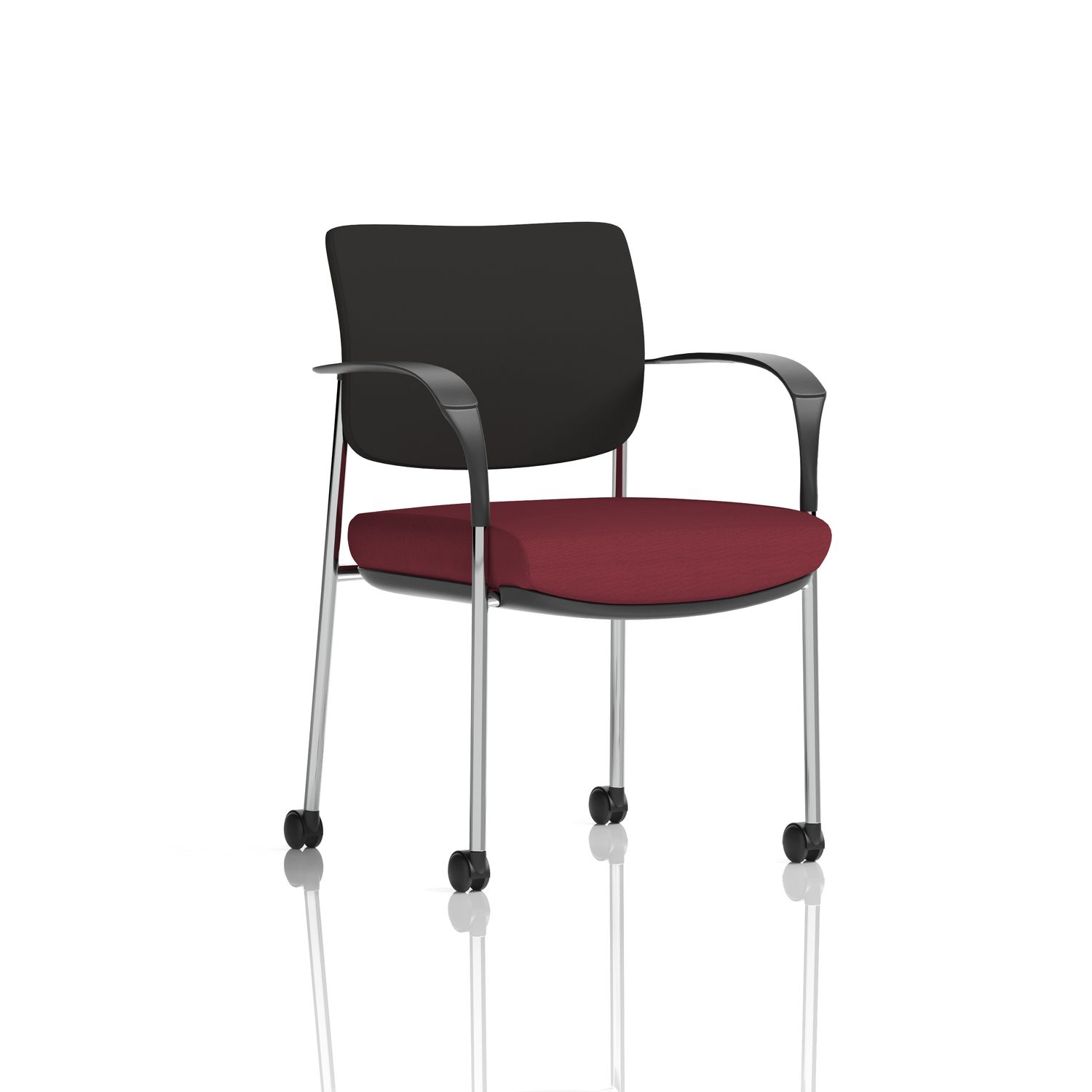 Brunswick Deluxe with Arms Chrome Frame with Castors Black Fabric Back Bespoke C