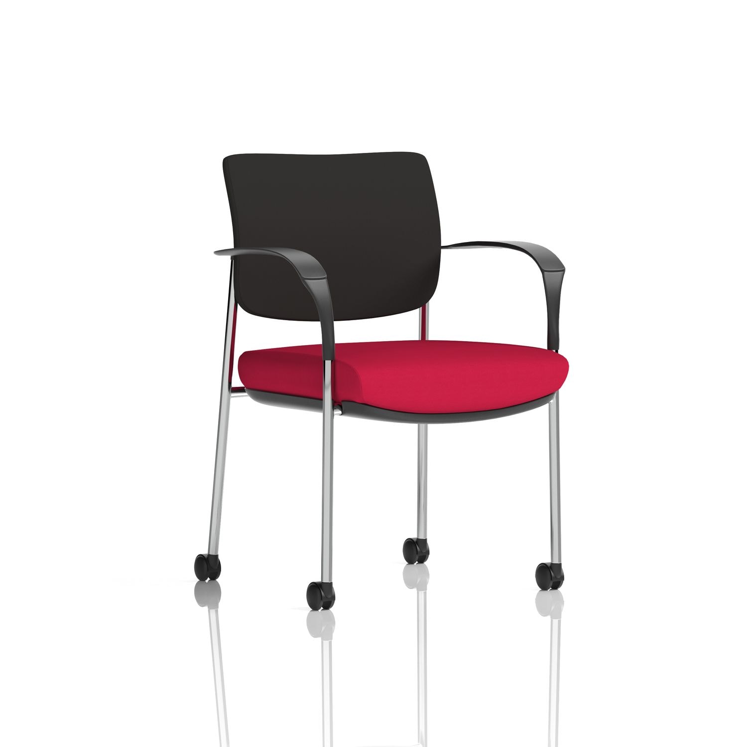 Brunswick Deluxe with Arms Chrome Frame with Castors Black Fabric Back Bespoke C