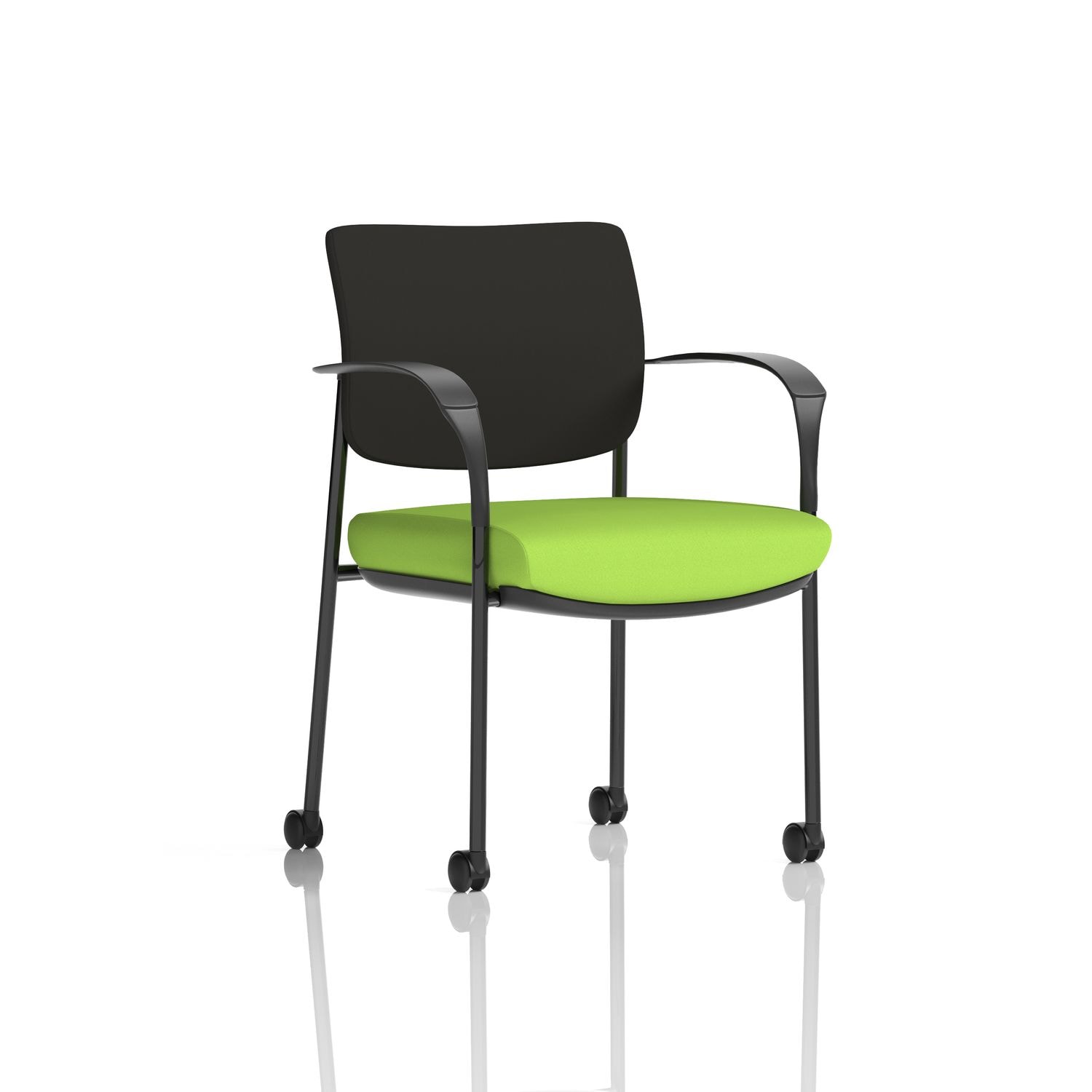 Brunswick Deluxe with Arms Black Frame with Castors Black Fabric Back Bespoke Co