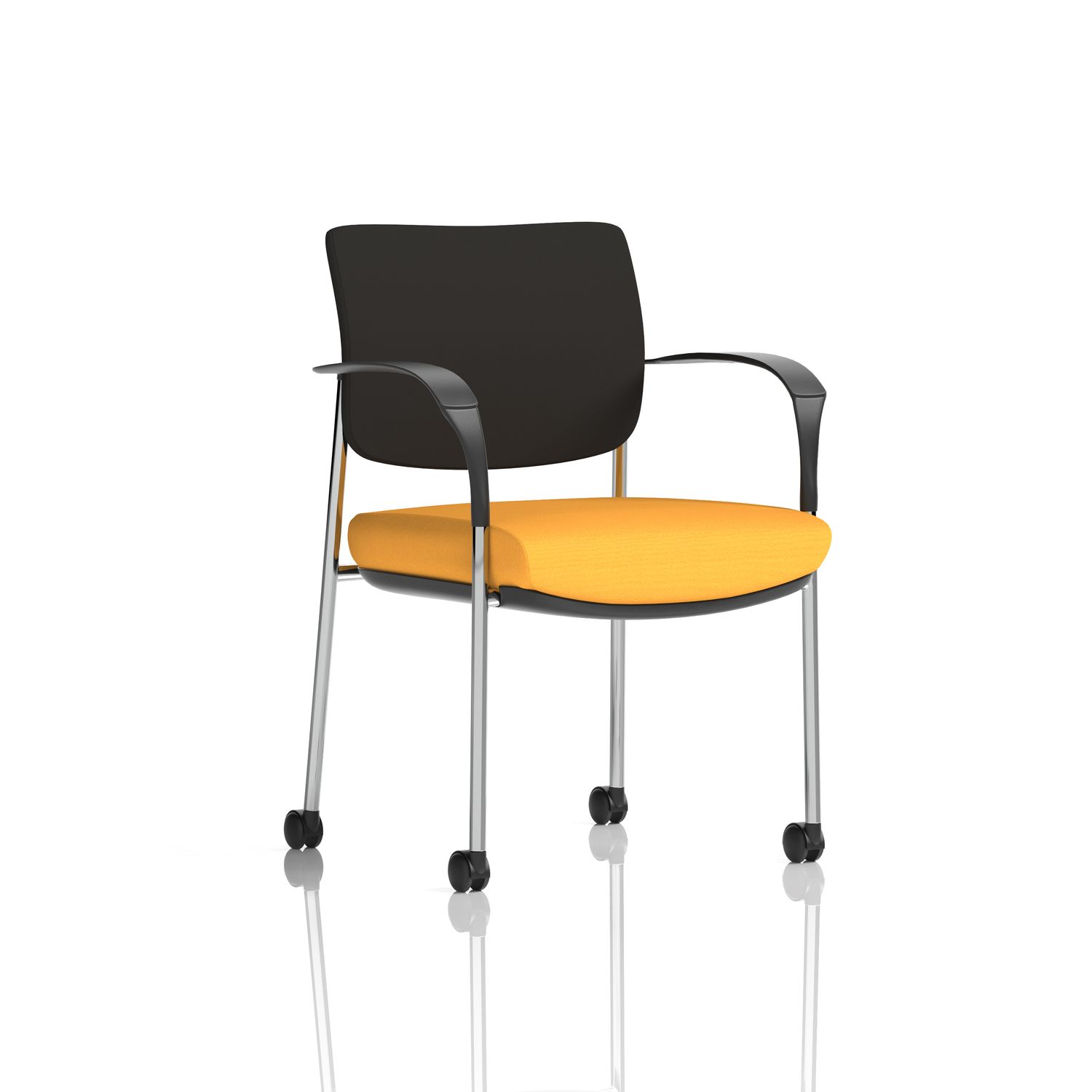 Brunswick Deluxe with Arms Chrome Frame with Castors Black Fabric Back Bespoke C