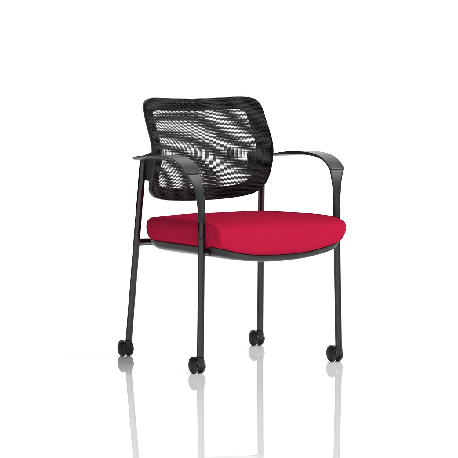 Brunswick Deluxe with Arms Black Frame with Castors Mesh Back Bespoke Colour Sea