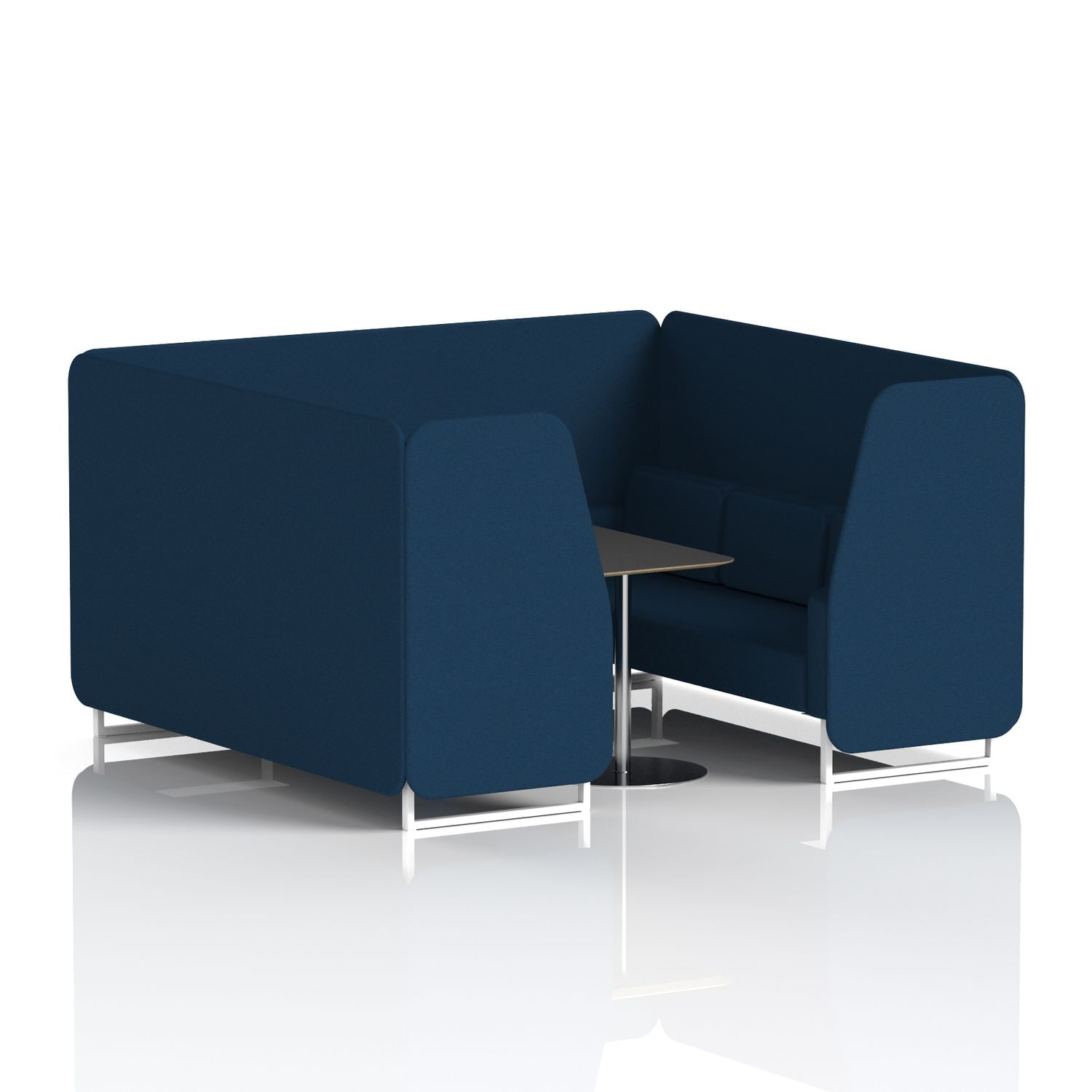 Brixworth 6 Seater Booth with White Legs and Black Table with Silver Leg In X2 F