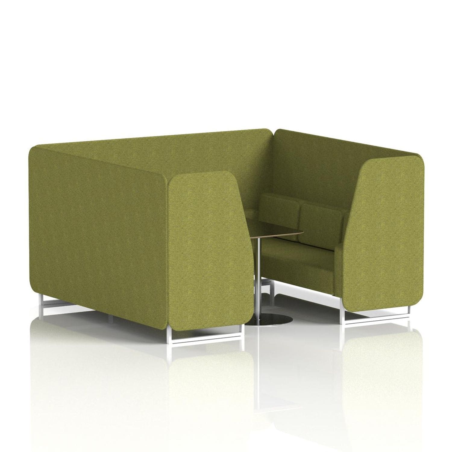 Brixworth 6 Seater Booth with White Legs and Black Table with Silver Leg In Rive