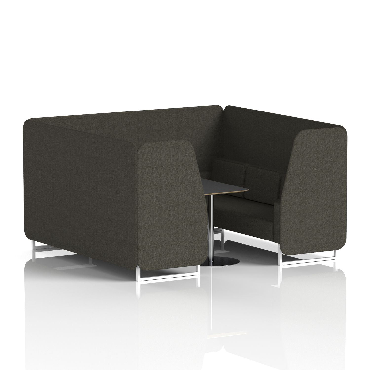 Brixworth 6 Seater Booth with White Legs and Black Table with Silver Leg In Main