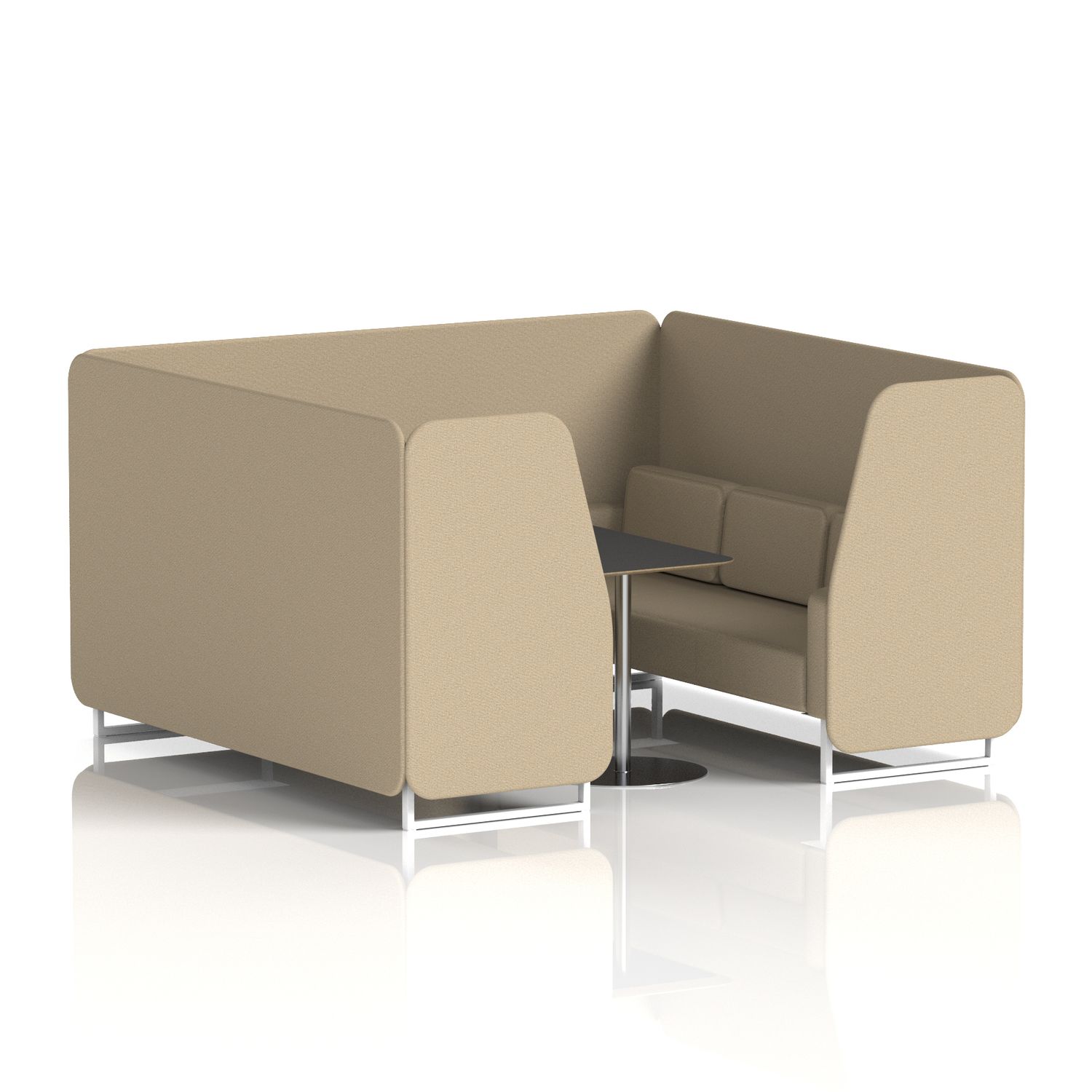 Brixworth 6 Seater Booth with White Legs and Black Table with Silver Leg In Main