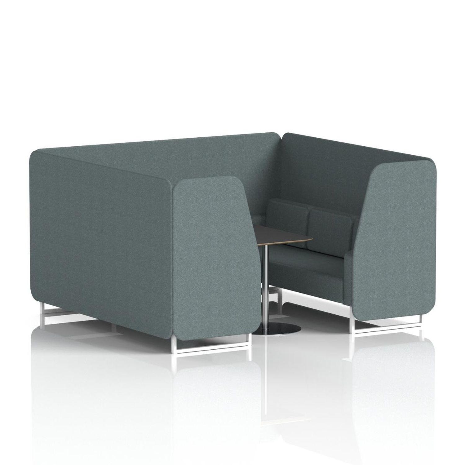 Brixworth 6 Seater Booth with White Legs and Black Table with Silver Leg In Main