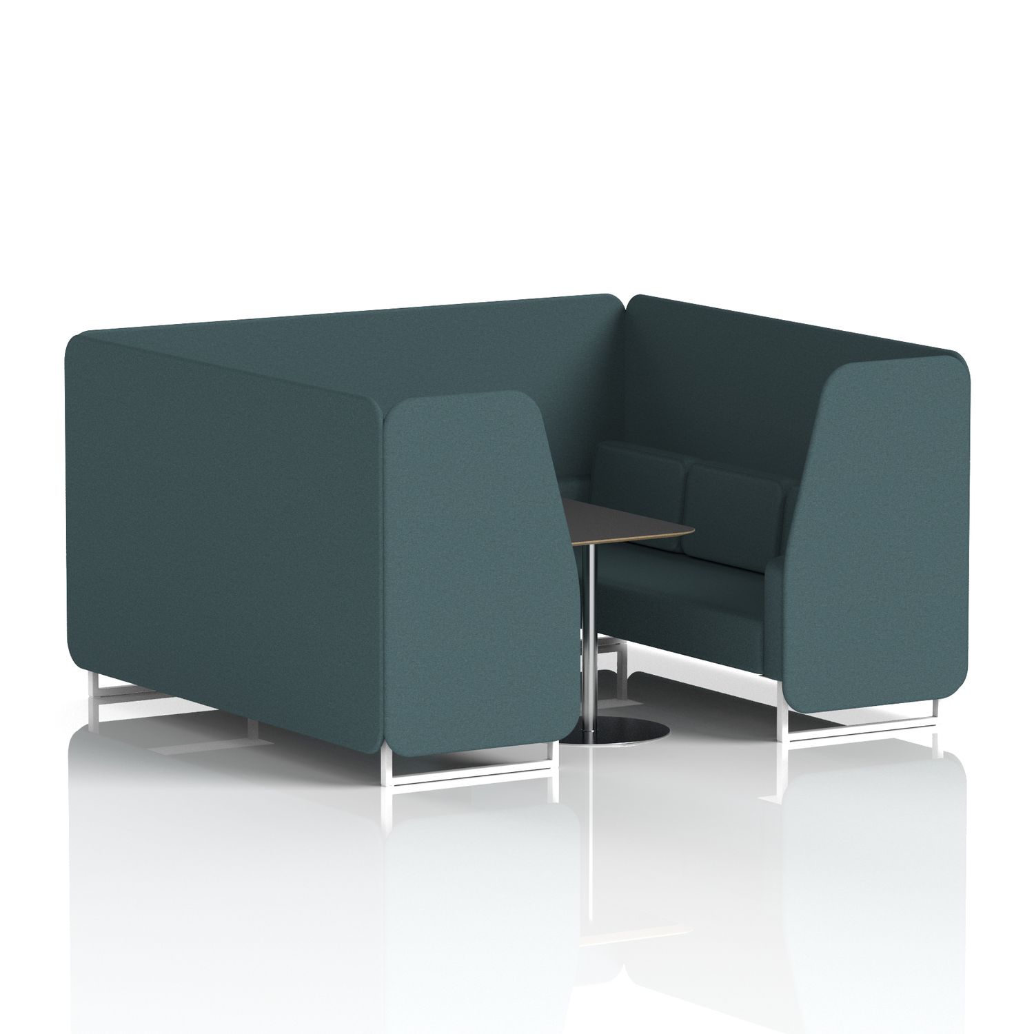 Brixworth 6 Seater Booth with White Legs and Black Table with Silver Leg In X2 F