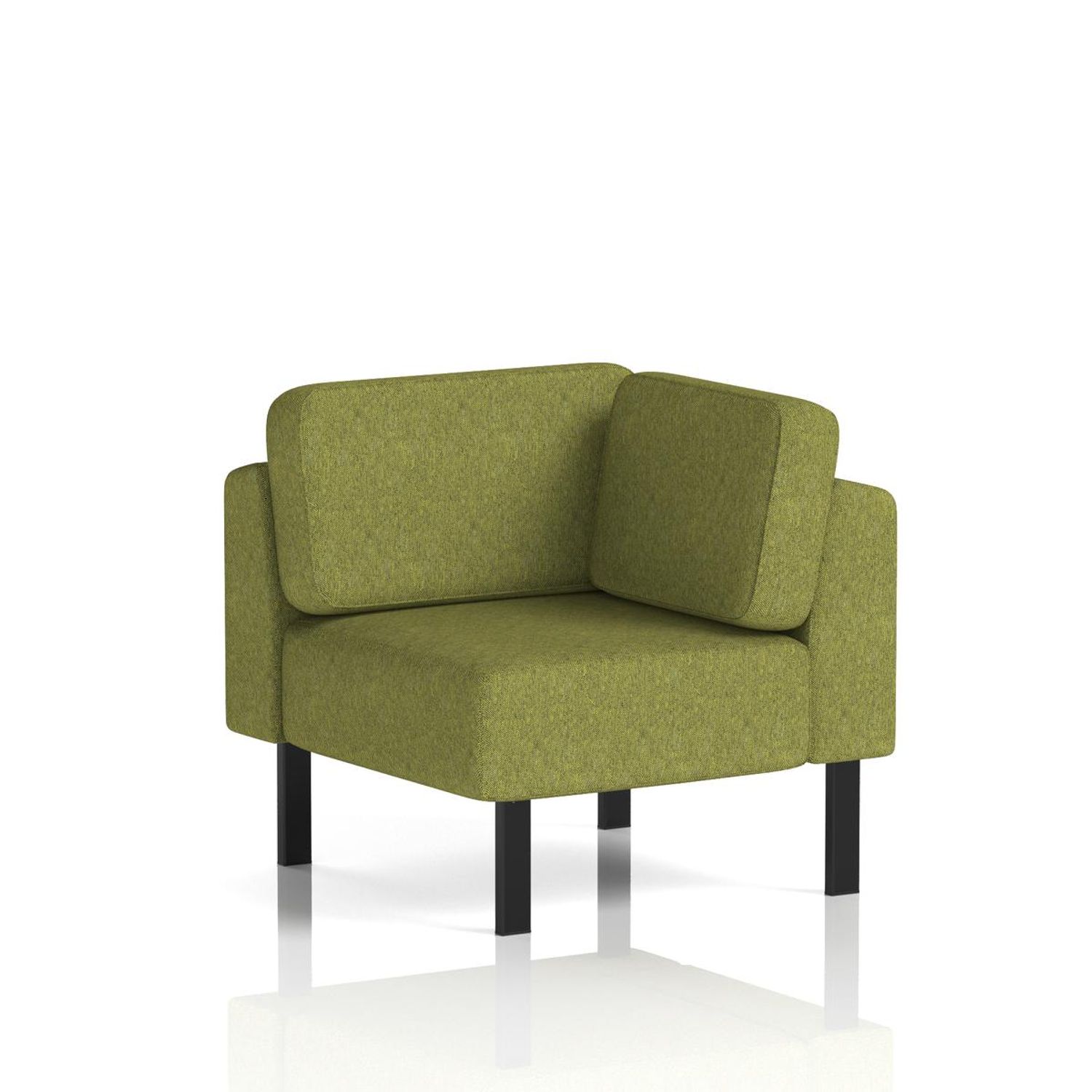 Brixworth Modular Seating Corner Unit with Black Legs In Rivet Fabric - Olive