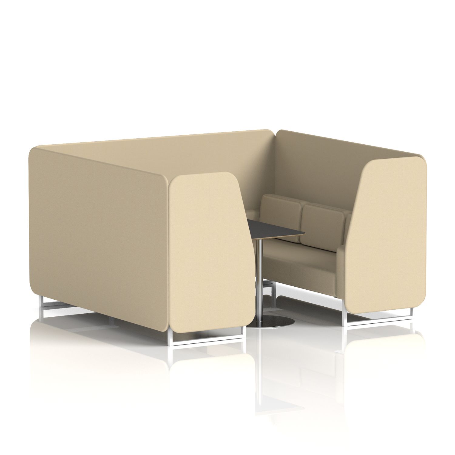 Brixworth 6 Seater Booth with White Legs and Black Table with Silver Leg In Sumi
