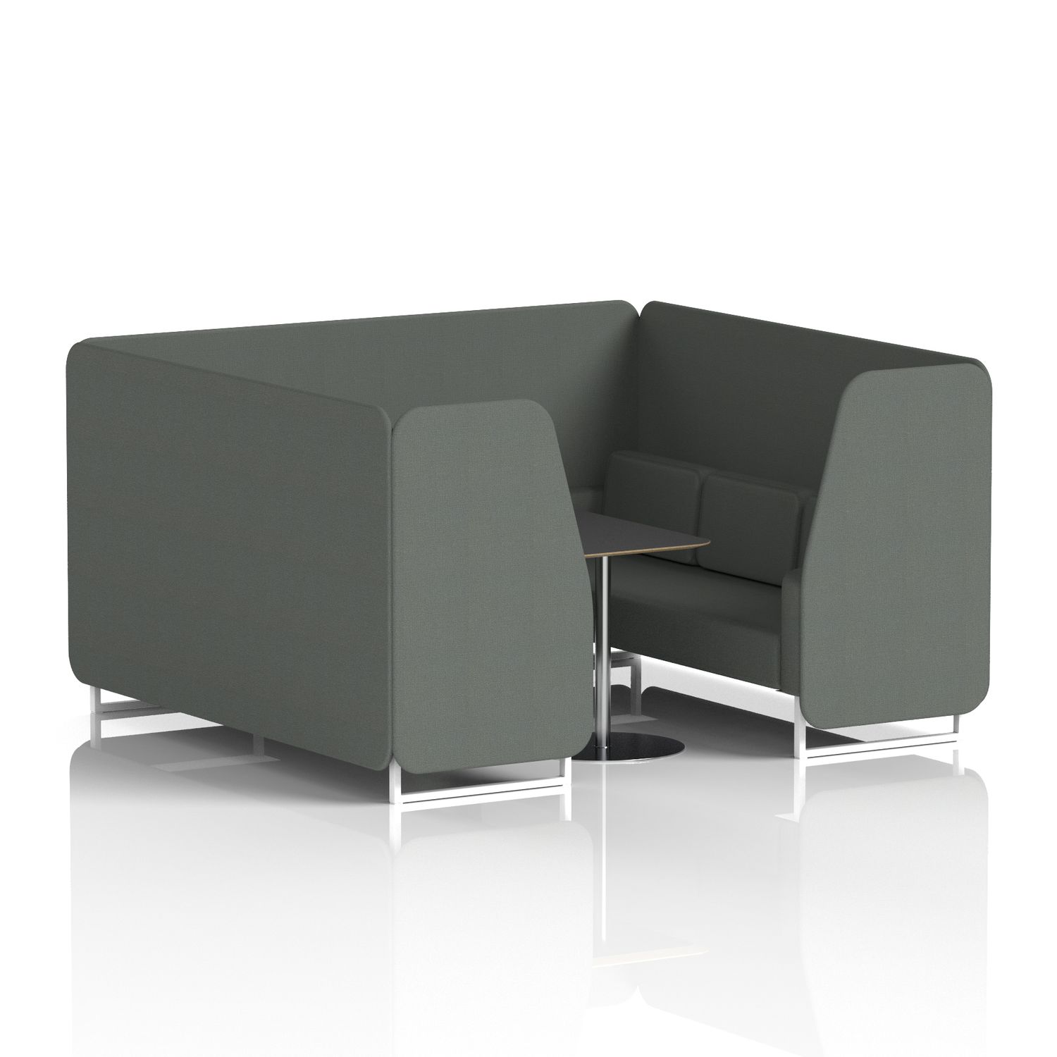 Brixworth 6 Seater Booth with White Legs and Black Table with Silver Leg In Sumi