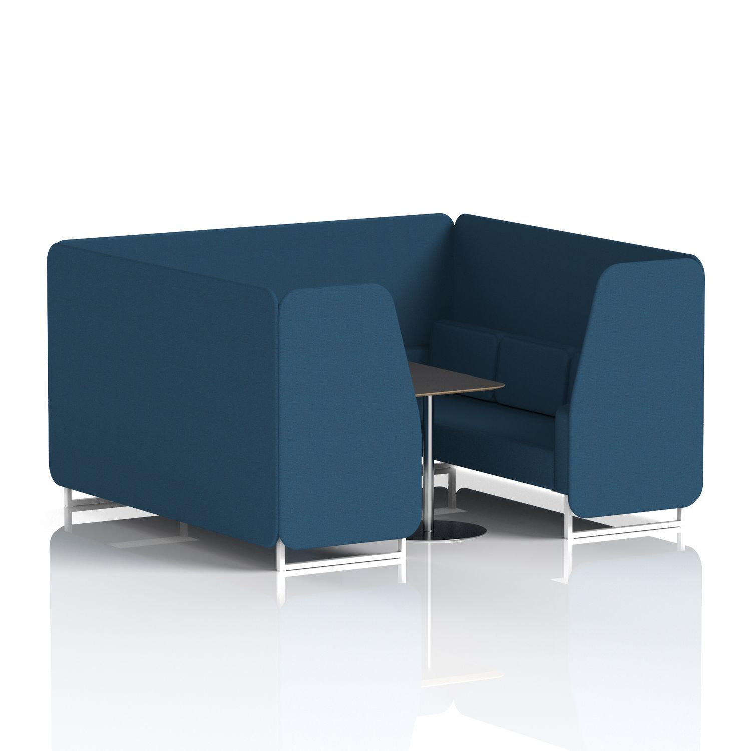 Brixworth 6 Seater Booth with White Legs and Black Table with Silver Leg In Sumi