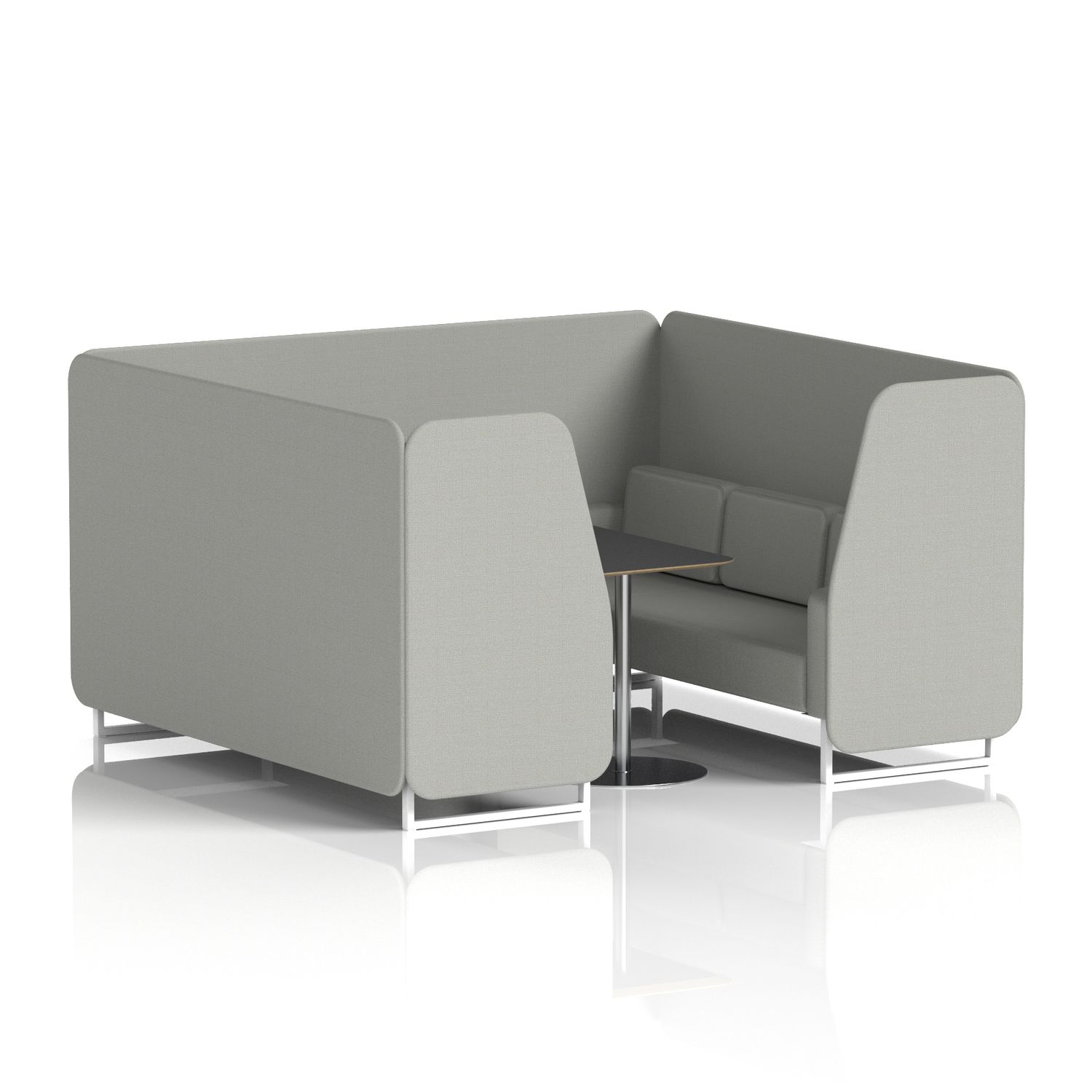 Brixworth 6 Seater Booth with White Legs and Black Table with Silver Leg In Sumi