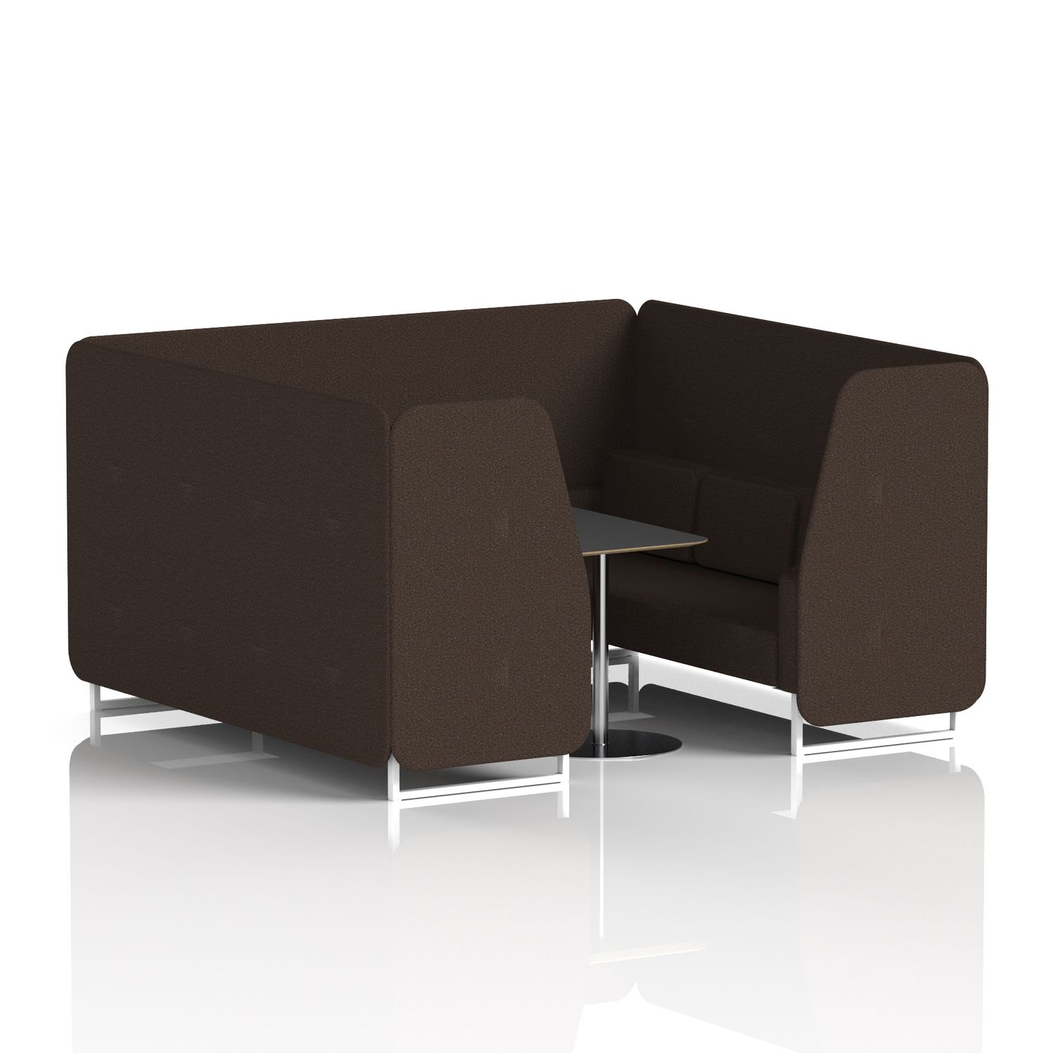 Brixworth 6 Seater Booth with White Legs and Black Table with Silver Leg In Syne