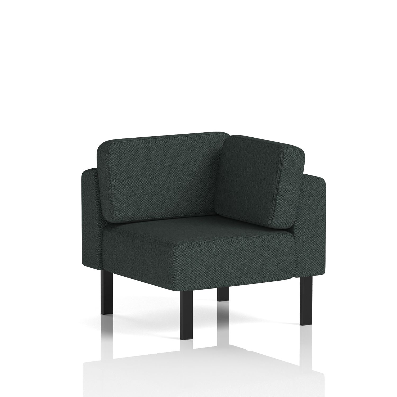 Brixworth Modular Seating Corner Unit with Black Legs In Rivet Fabric - Charcoal