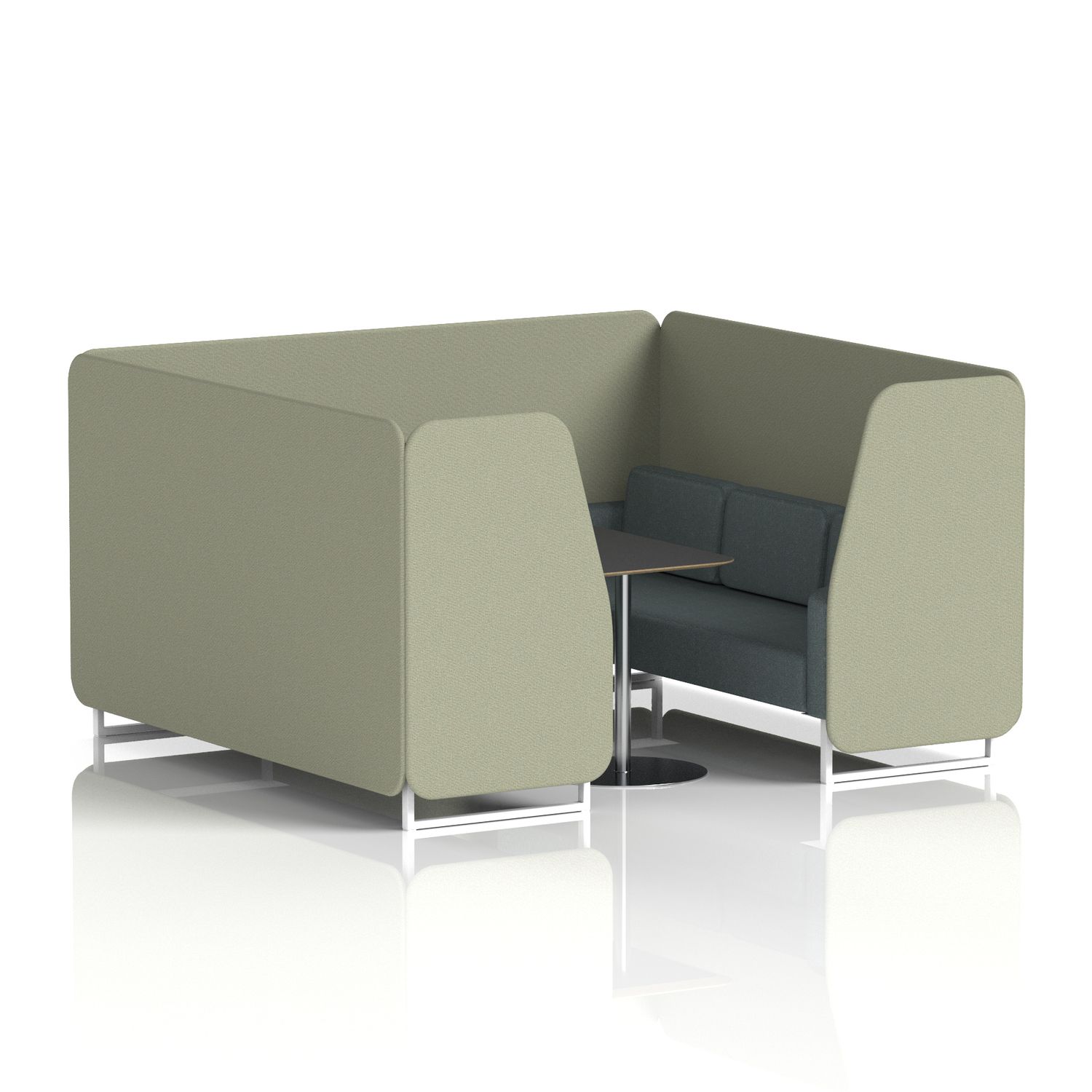 Brixworth 6 Seater Booth with White Legs & Black Table with Silver Leg In Main L