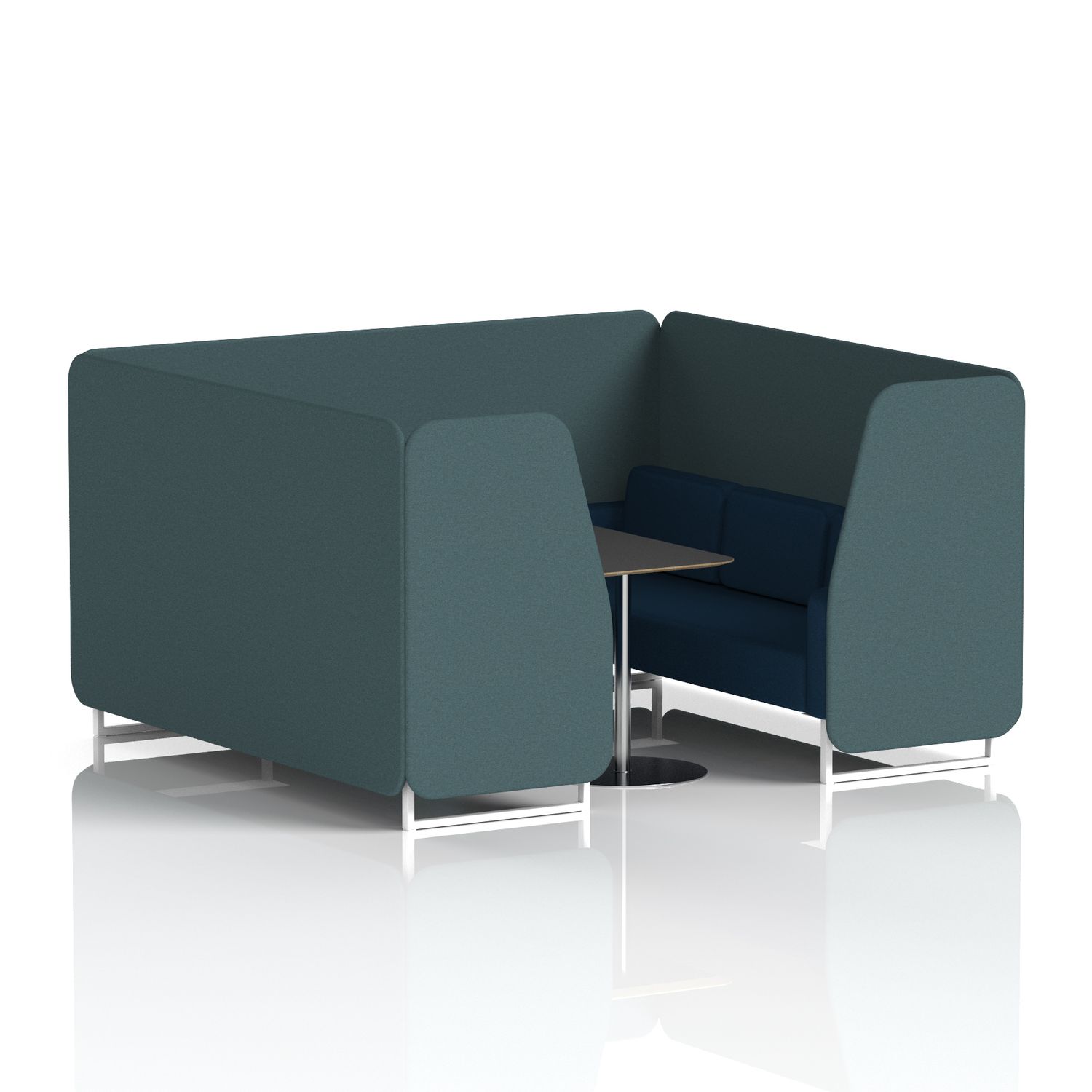 Brixworth 6 Seater Booth with White Legs and Black Table with Silver Leg In X2 F