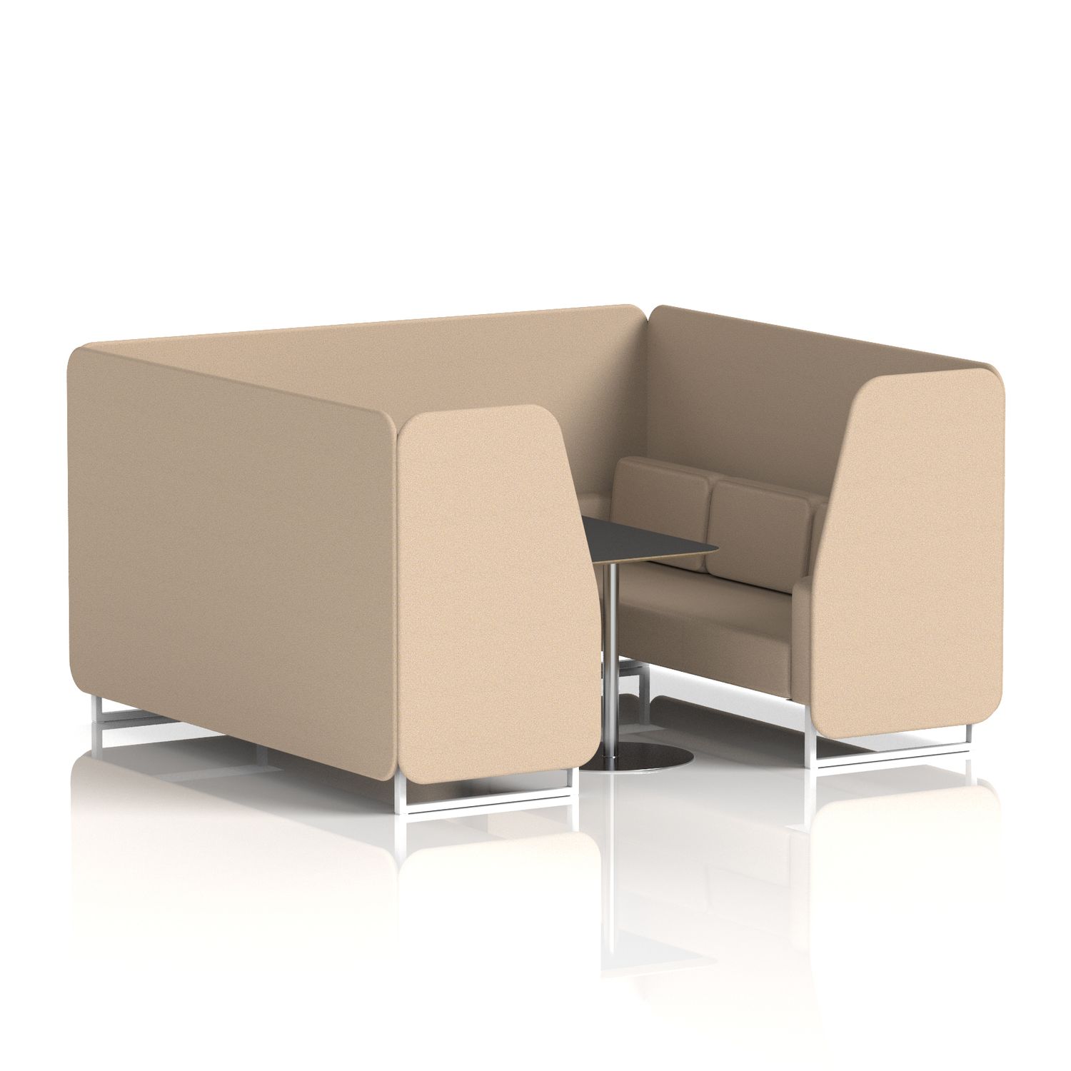 Brixworth 6 Seater Booth with White Legs and Black Table with Silver Leg In Syne